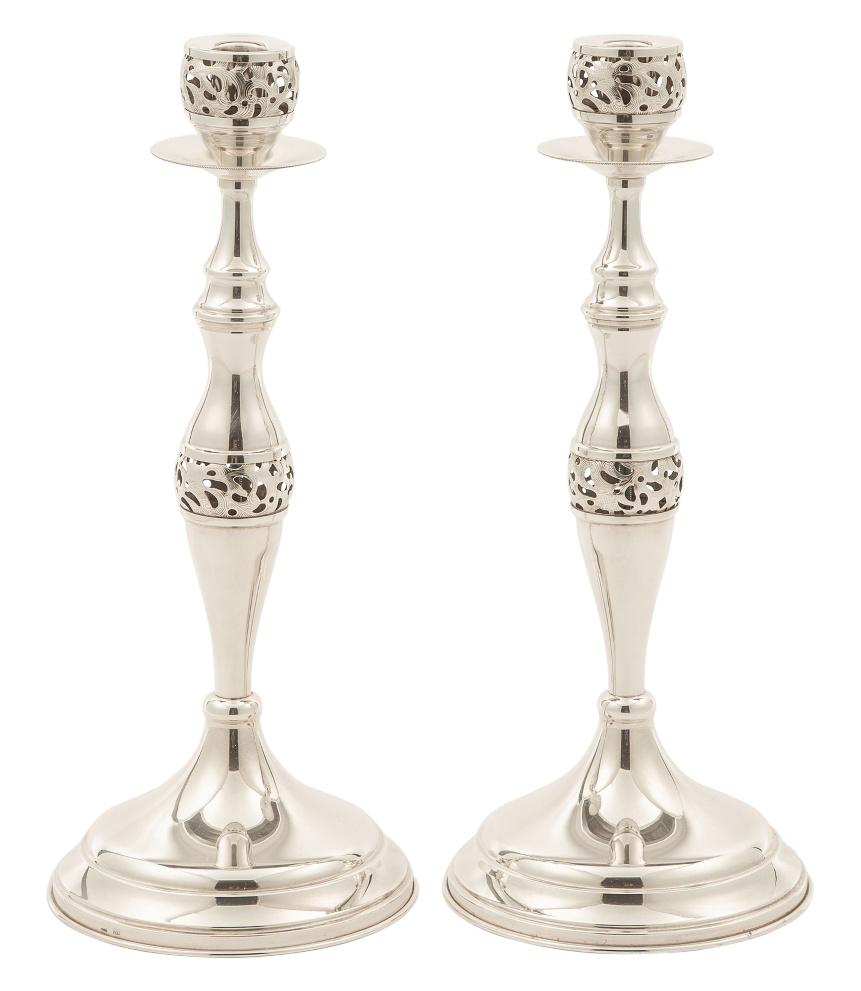 Lot image - Pair of Italian Silver Candlesticks