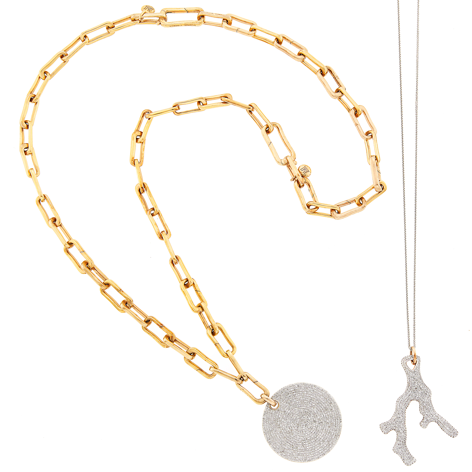 Lot image - Monica Vinader Two Rose Gold Vermeil and Diamond Pendants with Necklaces