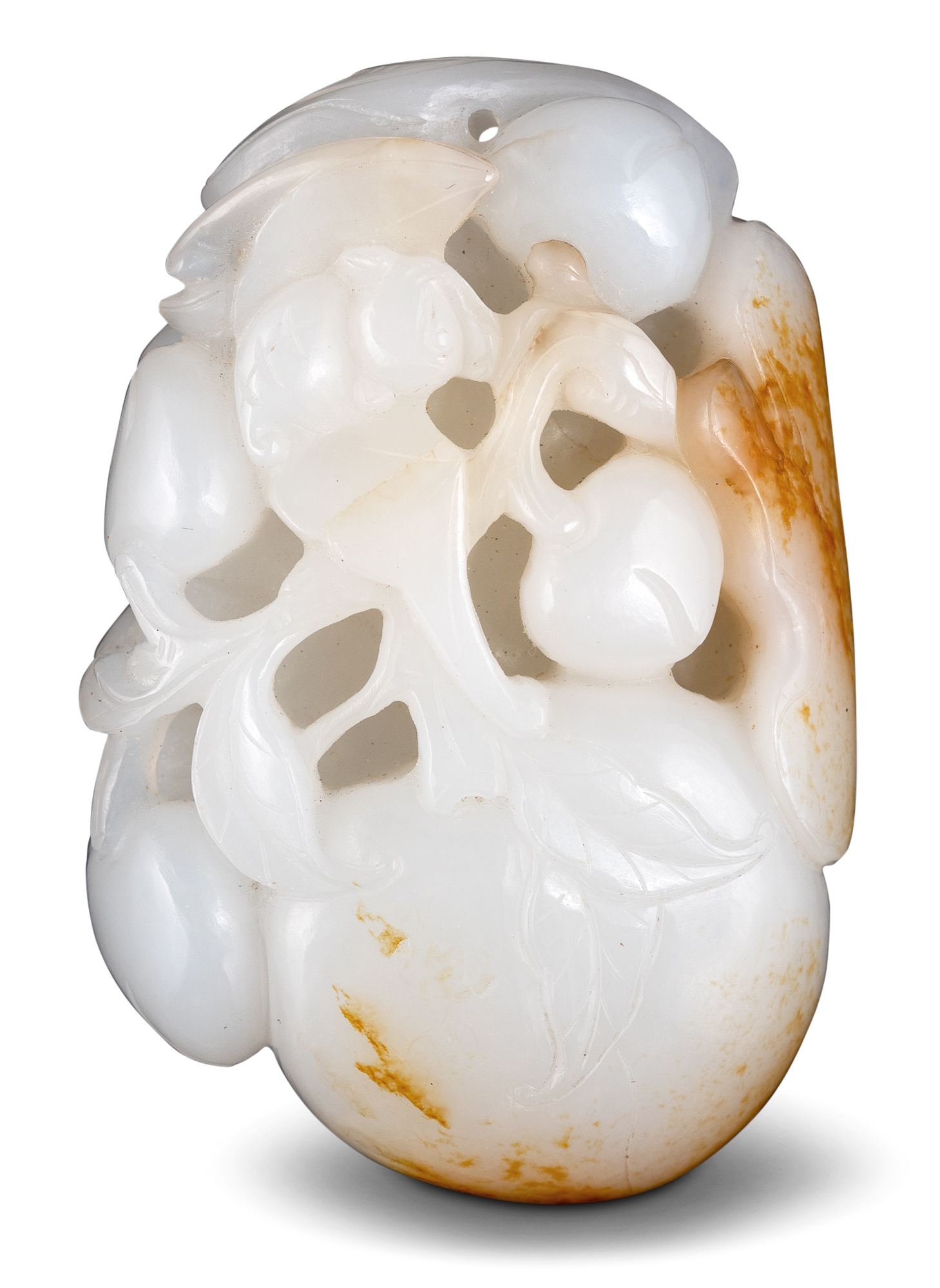 Lot image - A Chinese White and Russet Jade Carving