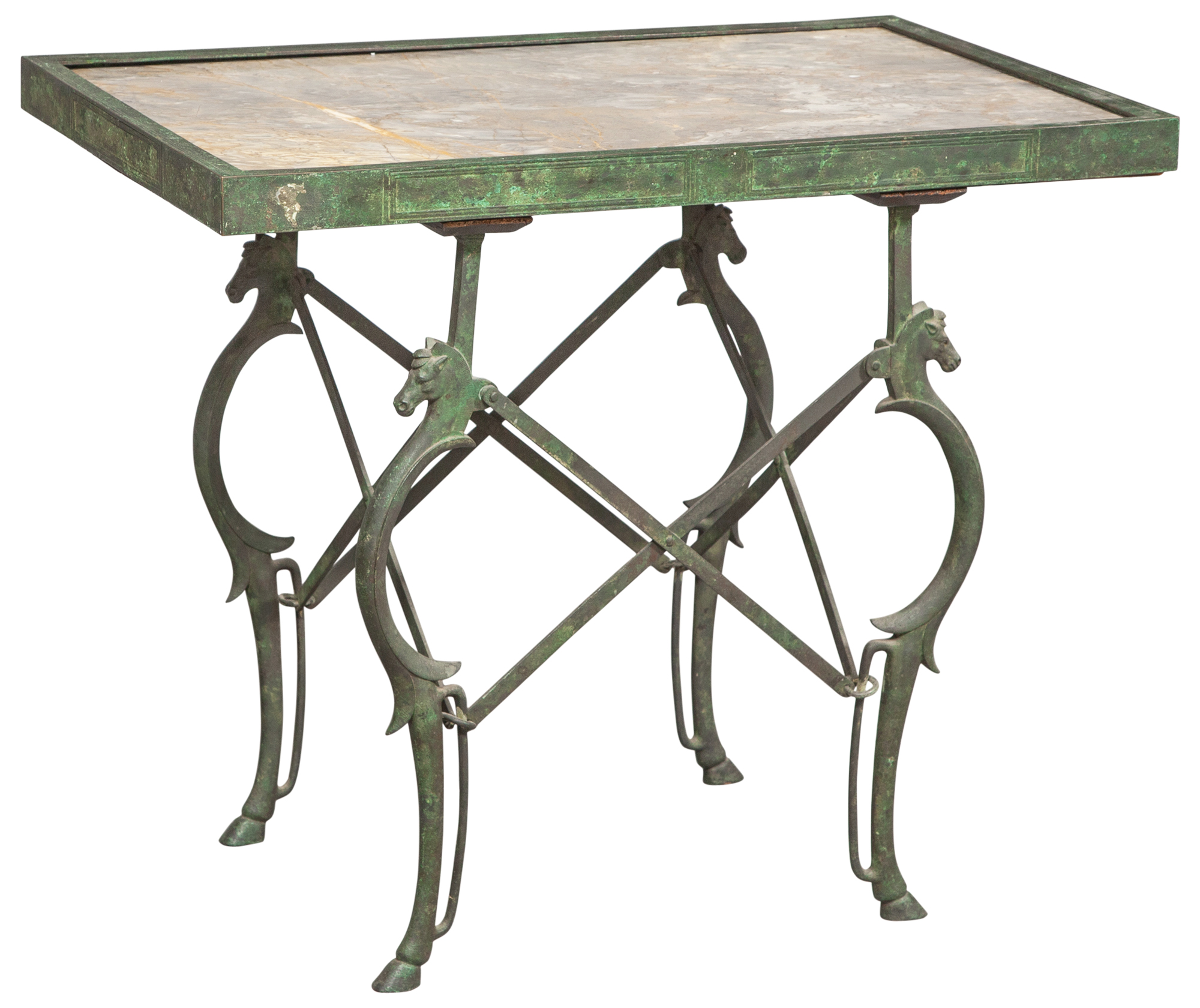 Lot image - Roman Style Bronze and Marble Rectangular Table