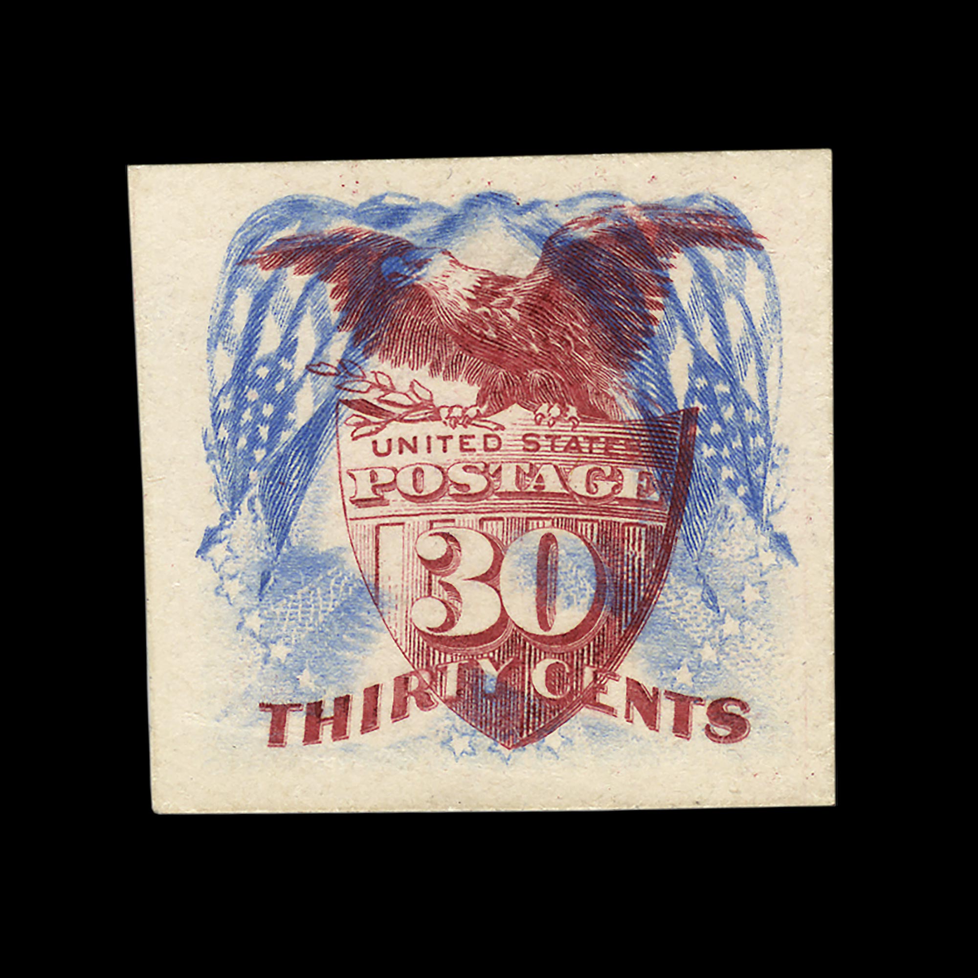 Lot image - United States 1869 Thirty Cent Flags Inverted Proof, Sc. 121P4a