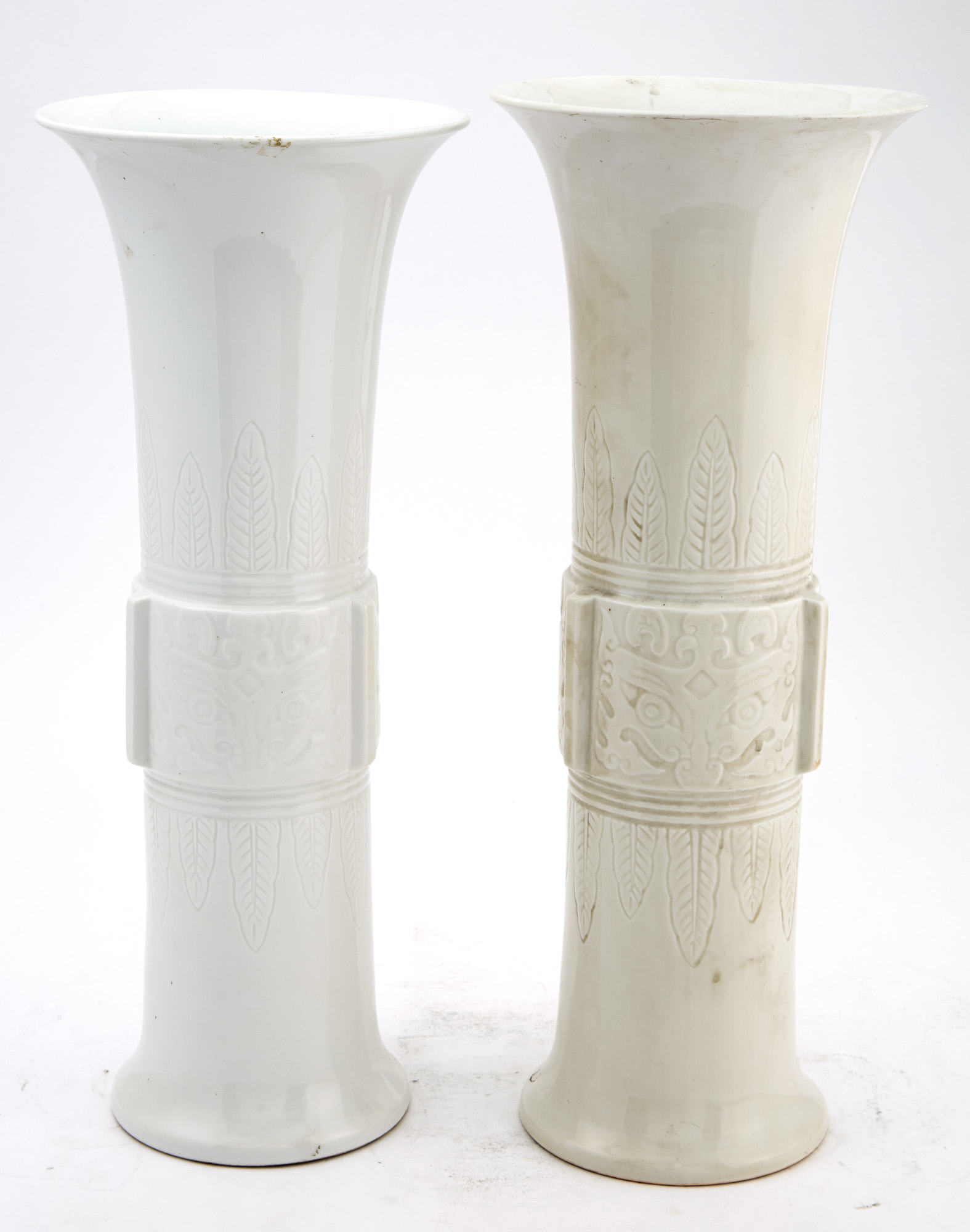 Lot image - Pair of Japanese Glazed Porcelain Cylindrical Vases