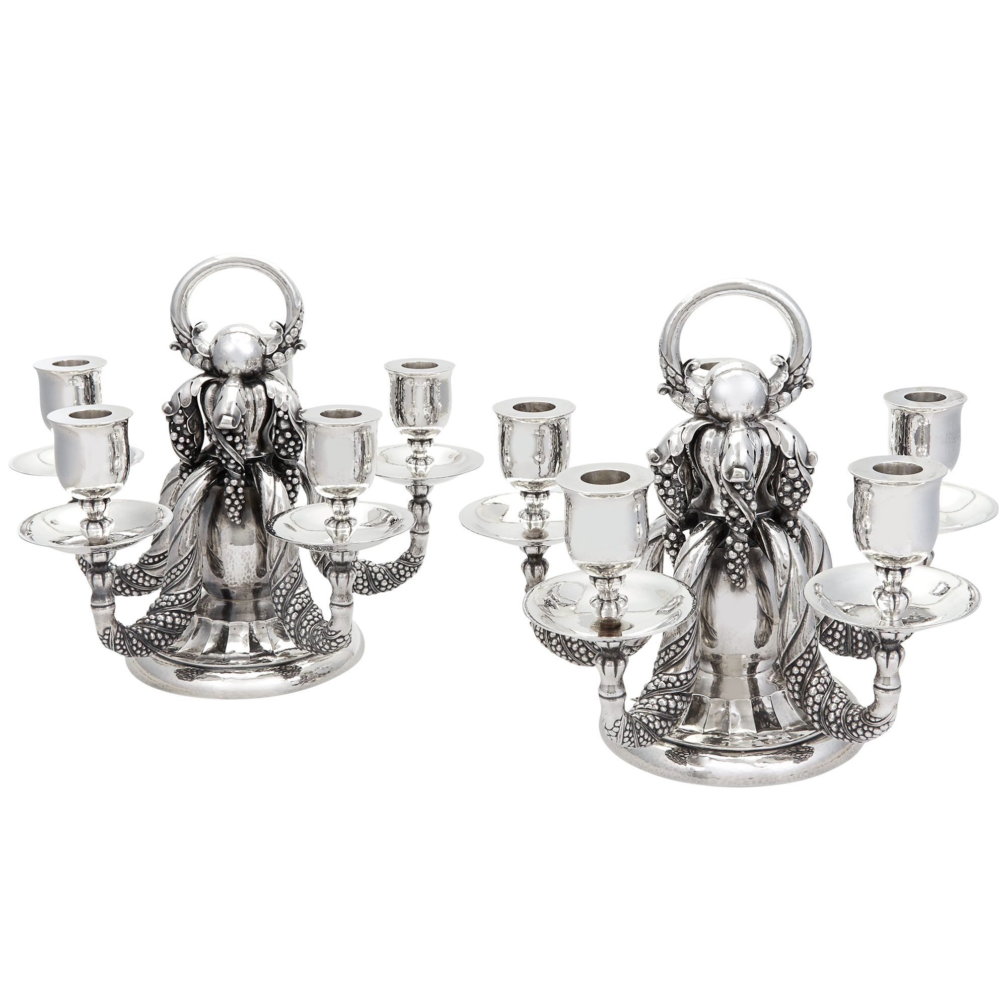 Lot image - Pair of Georg Jensen Sterling Silver Five-Light Candelabra