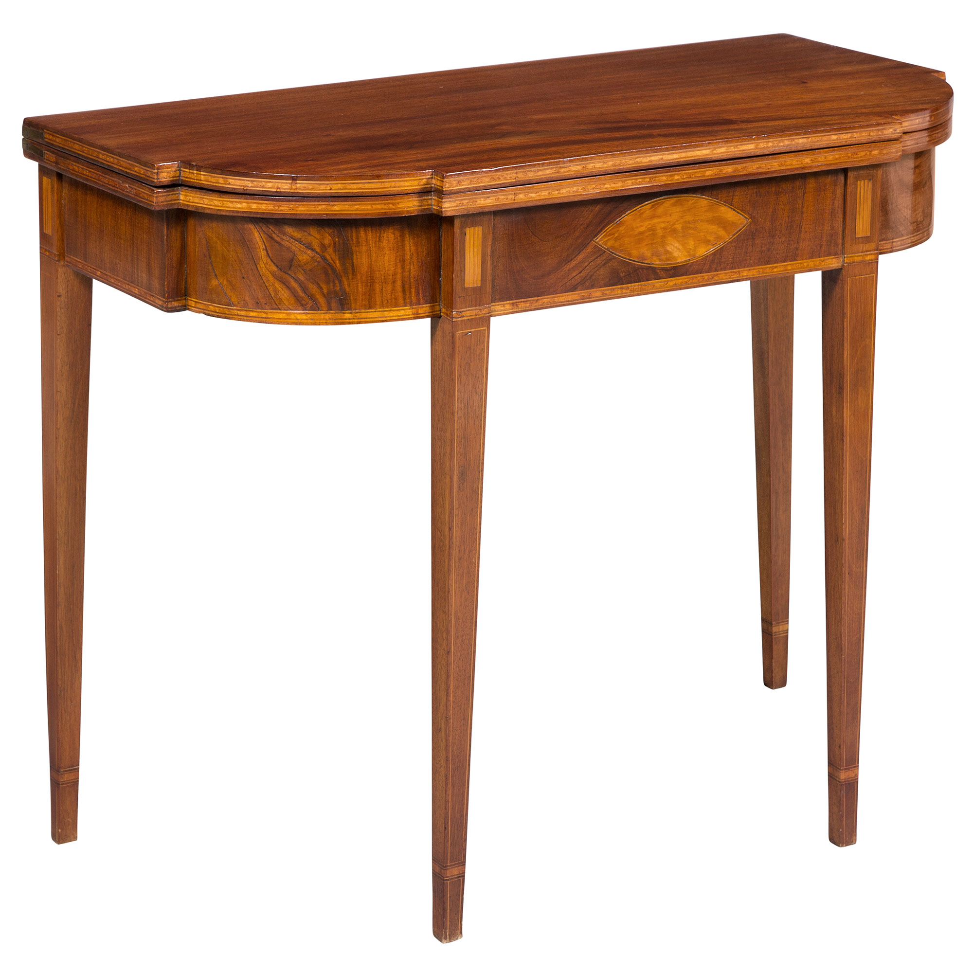 Lot image - Federal Inlaid Mahogany Fold-Over Card Table