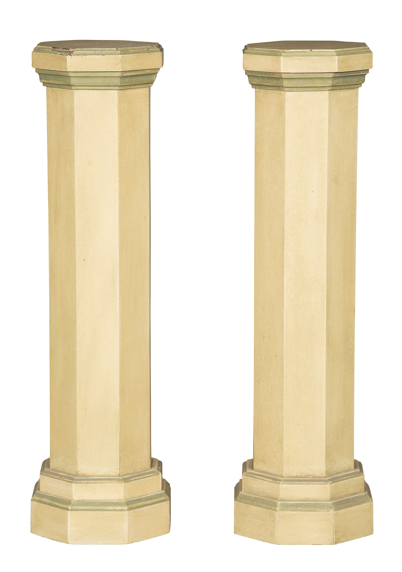 Lot image - Pair of Painted Octagonal Pedestals