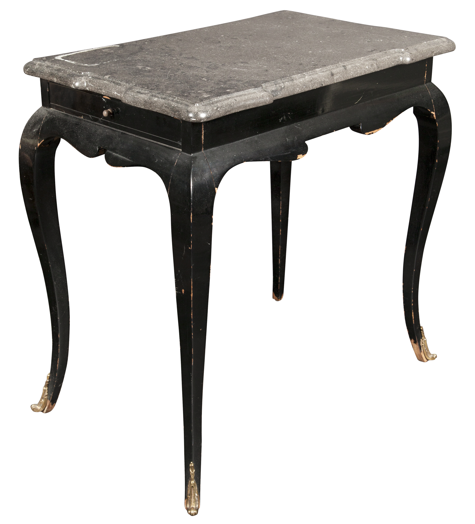 Lot image - Louis XV Style Black Painted Marble Top Table