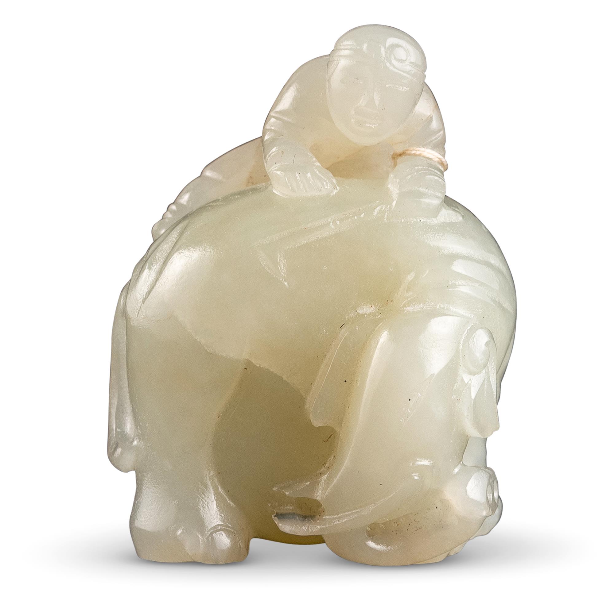 Lot image - A Chinese White Jade Elephant Carving