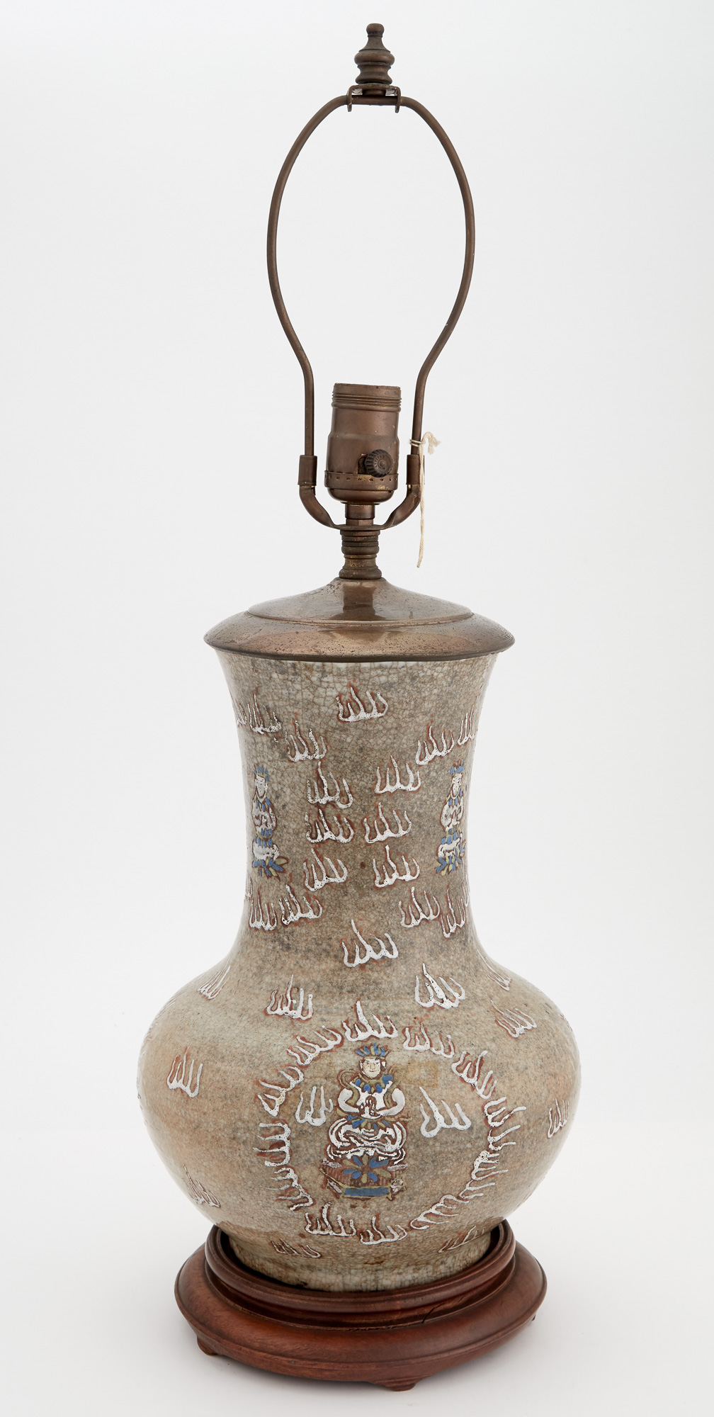 Lot image - Asian Glazed and Enameled Porcelain Lamp