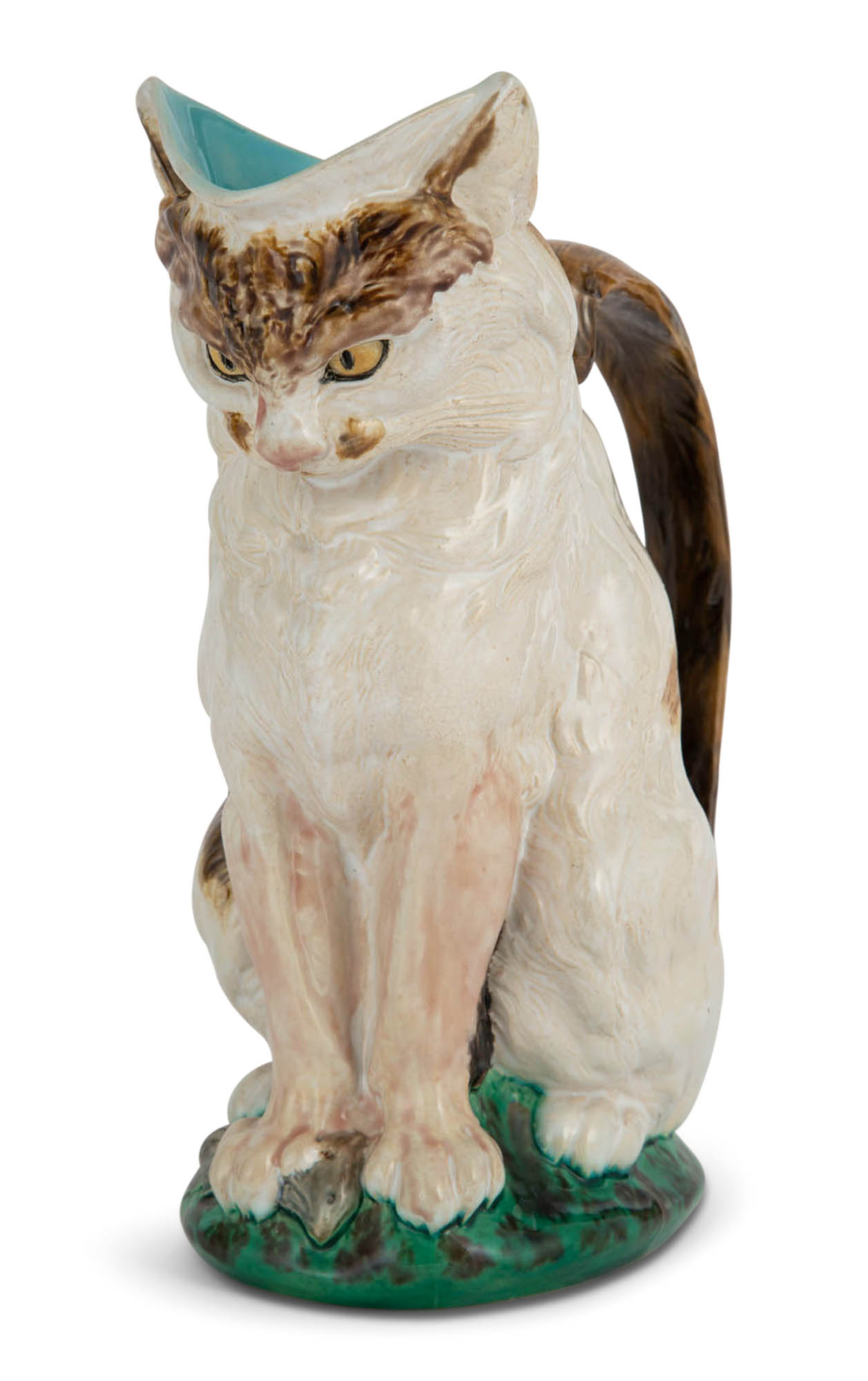 Lot image - Mintons Majolica Cat with Mouse Milk-Jug