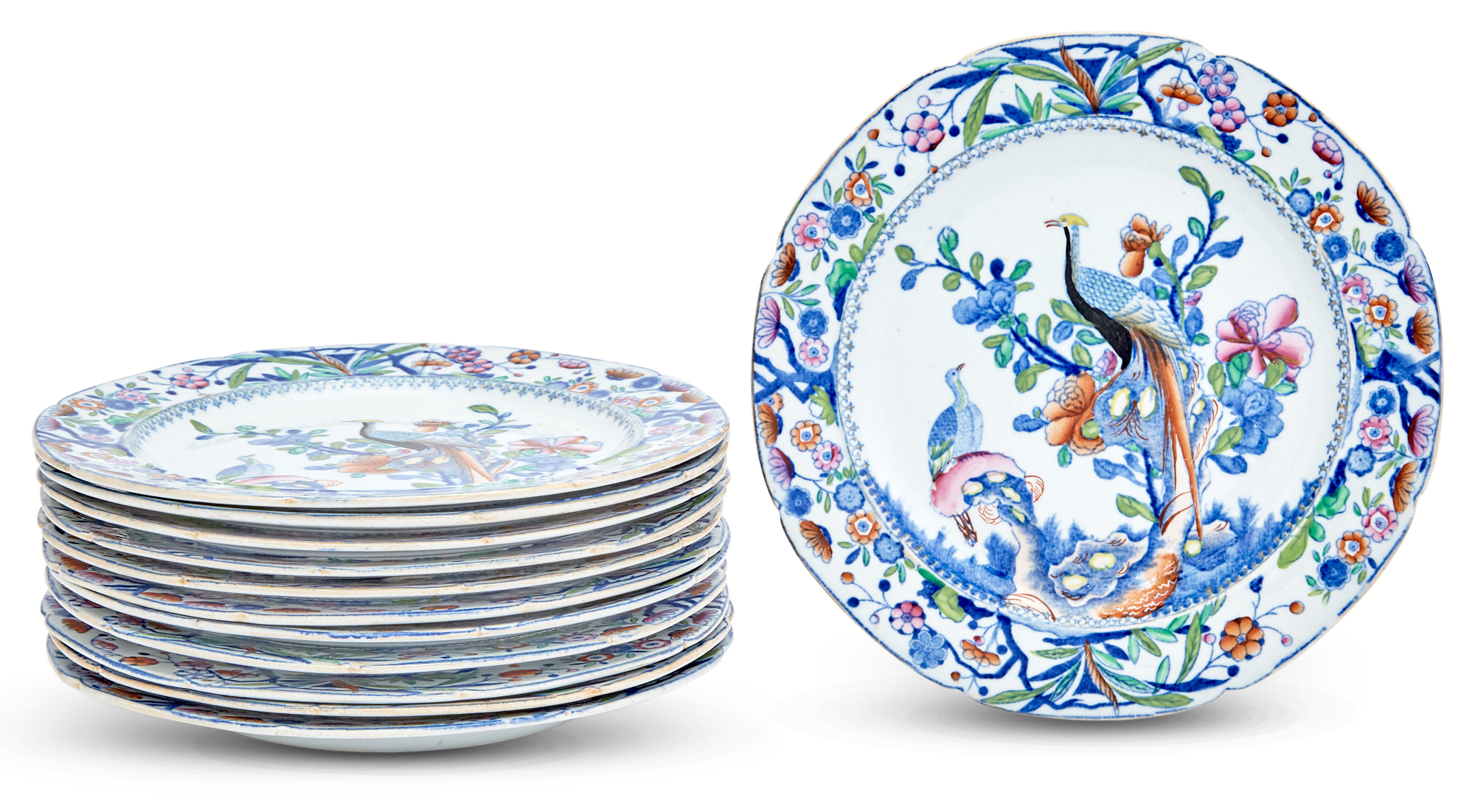 Lot image - Set of Twelve Masons Patent Ironstone China Dinner Plates