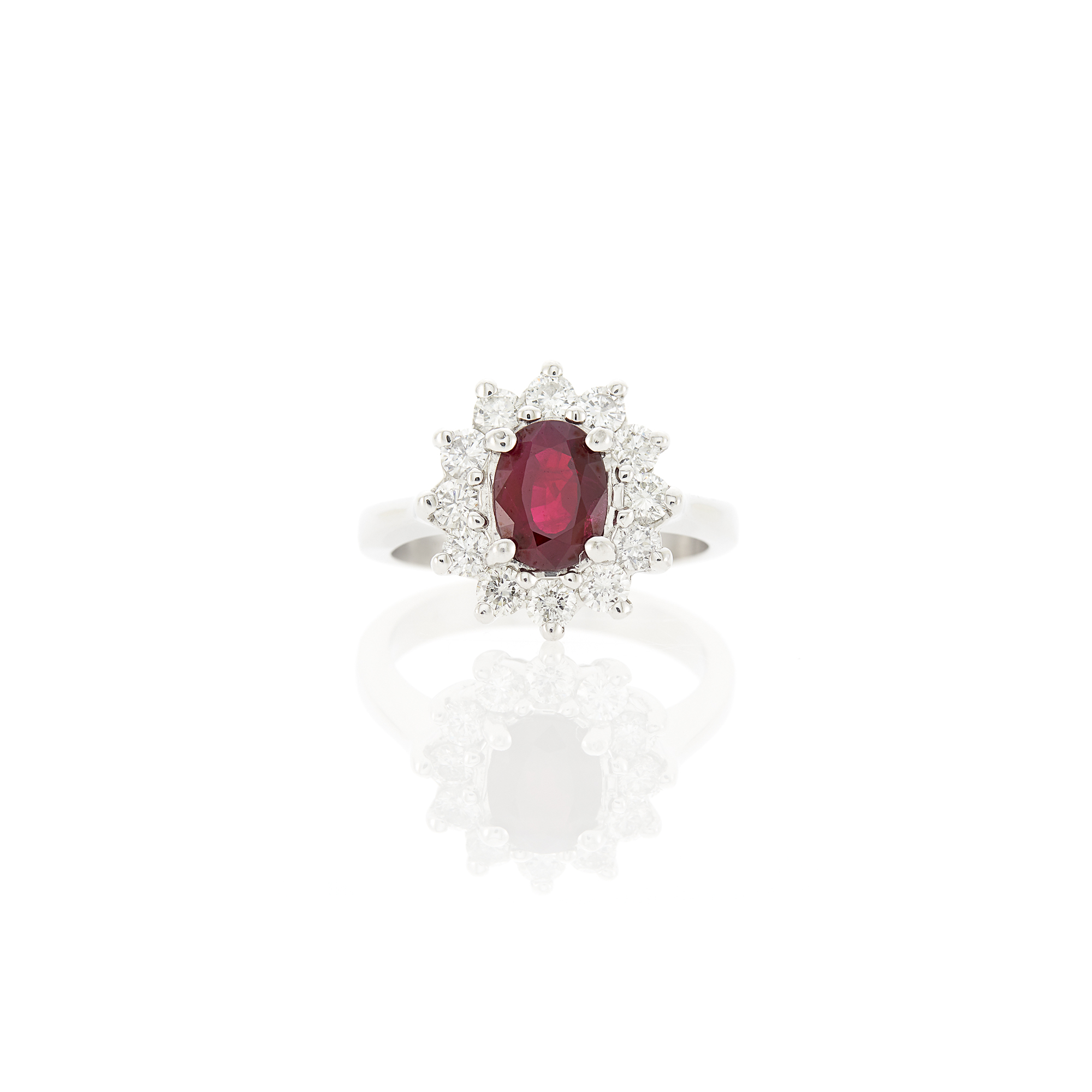 Lot image - White Gold, Ruby and Diamond Ring