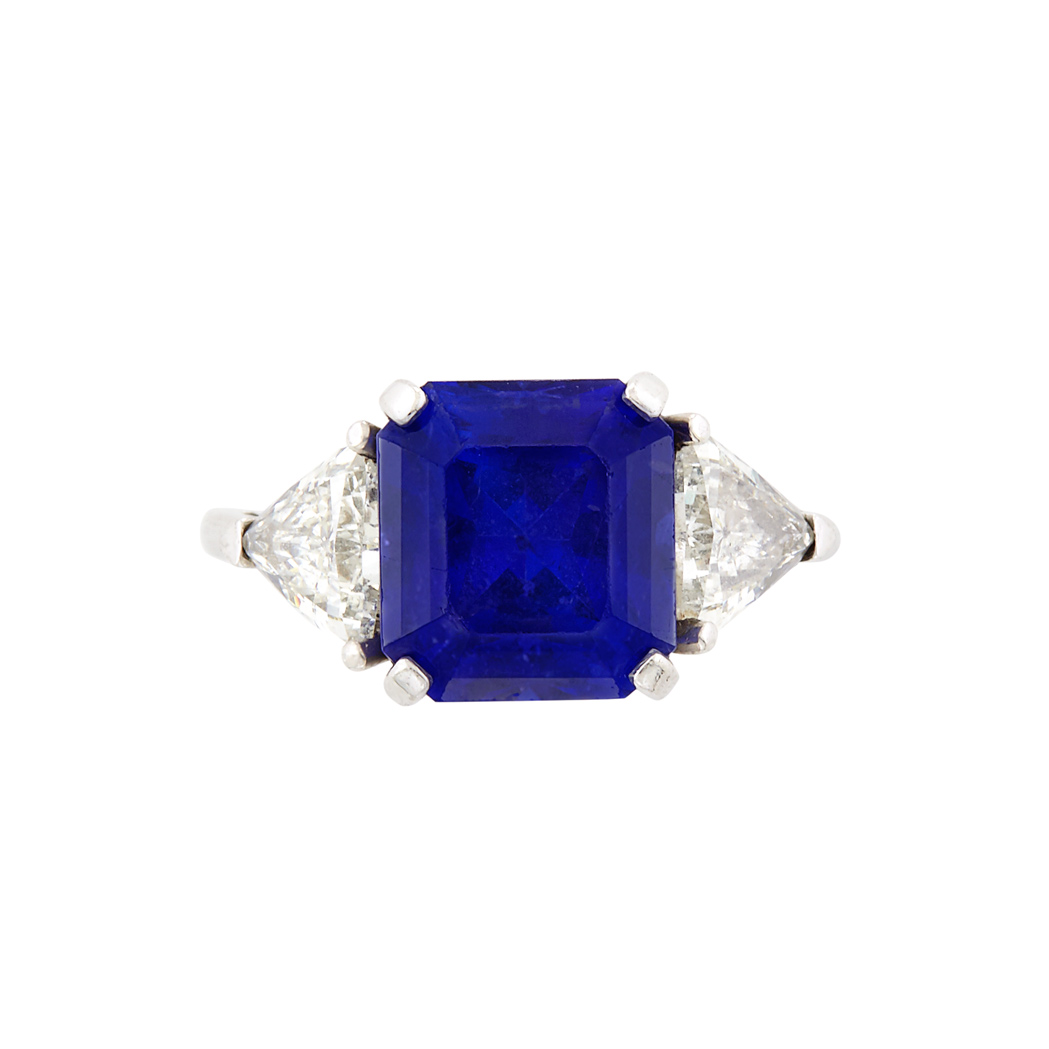 Lot image - Platinum, Tanzanite and Diamond Ring and Gold Insert Ring