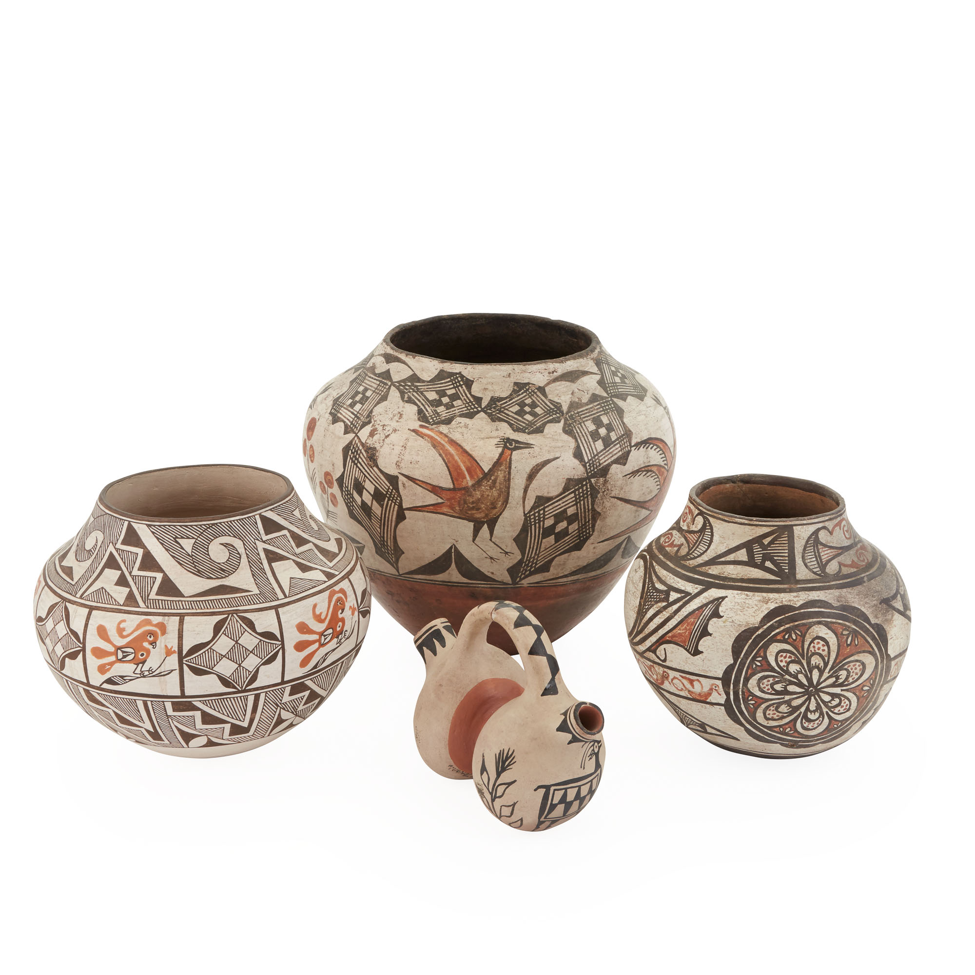 Lot image - Three Southwestern Native American Painted Pottery Ollas