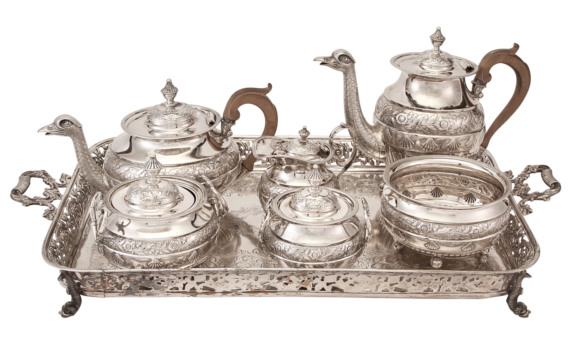 Lot image - Portugese Silver Tea and Coffee Service