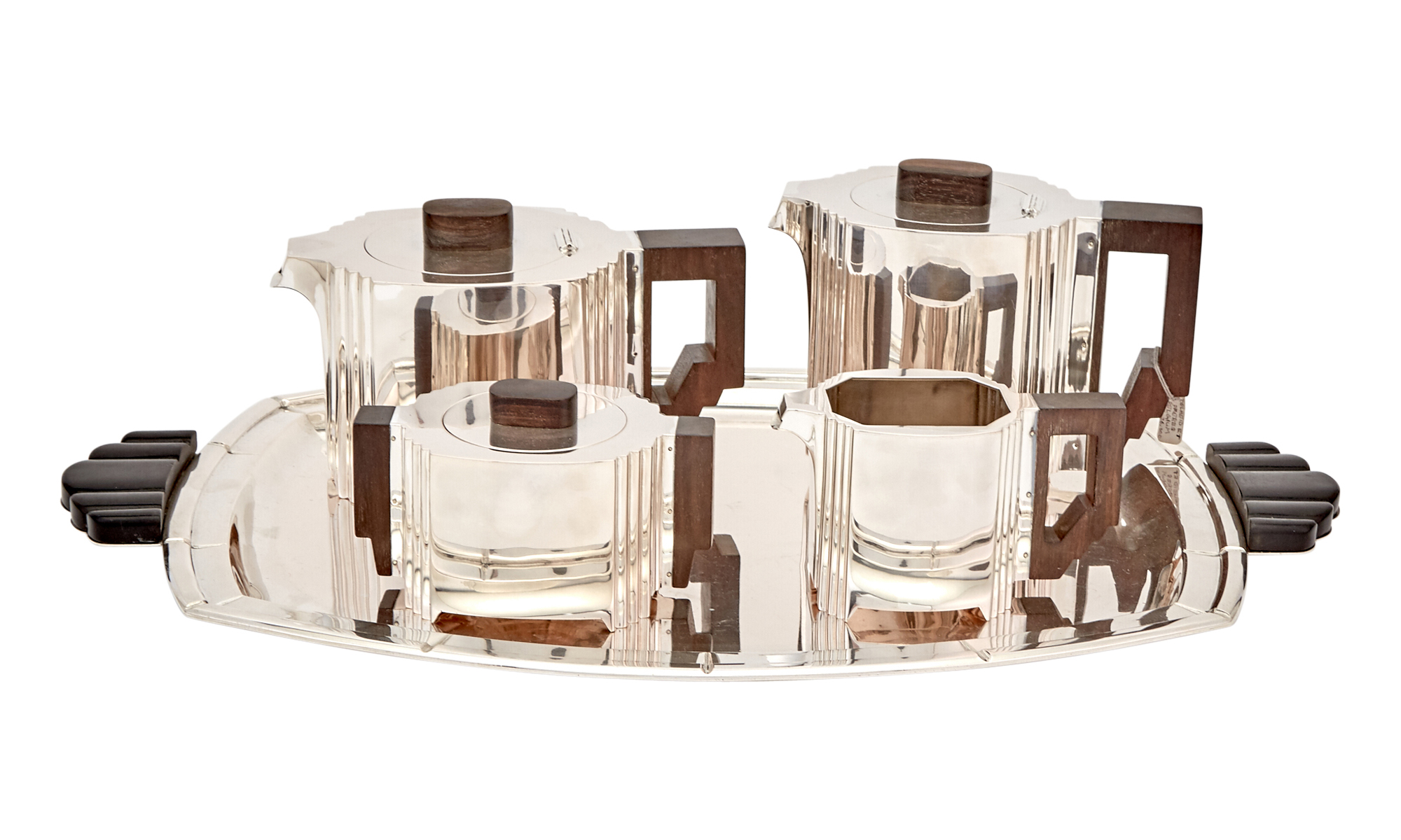 Lot image - Belgian Art Deco Silver Tea and Coffee Service