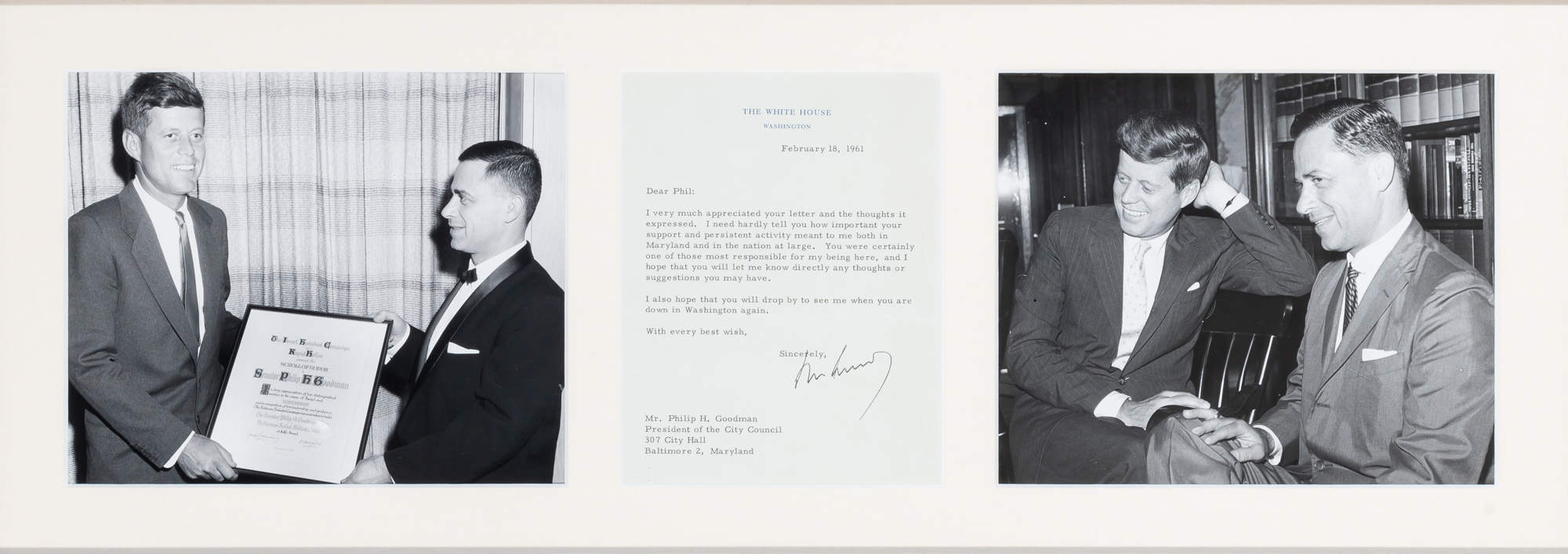 Lot image - KENNEDY, JOHN F.  Typed letter signed as President to Philip H. Goodman.