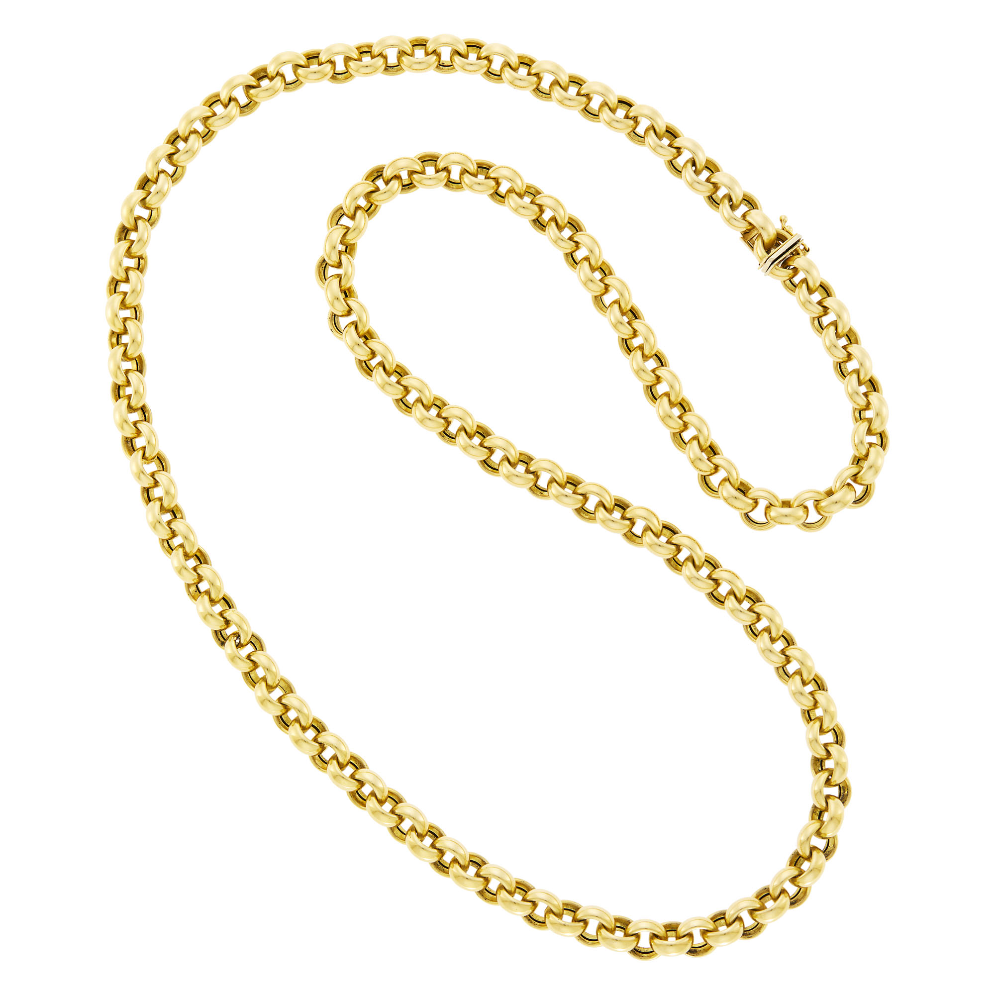 Lot image - Long Gold Circle Link Necklace