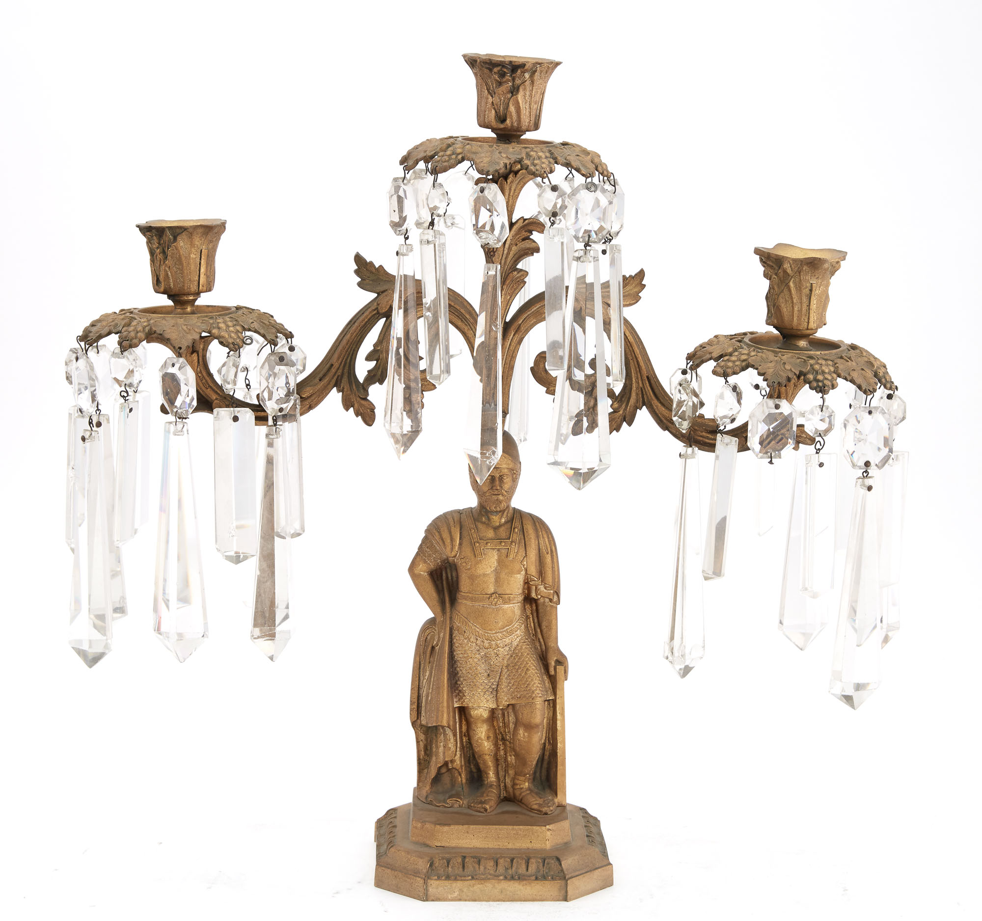 Lot image - Neoclassical Style Gilt-Metal Figural Three-Light Lustre