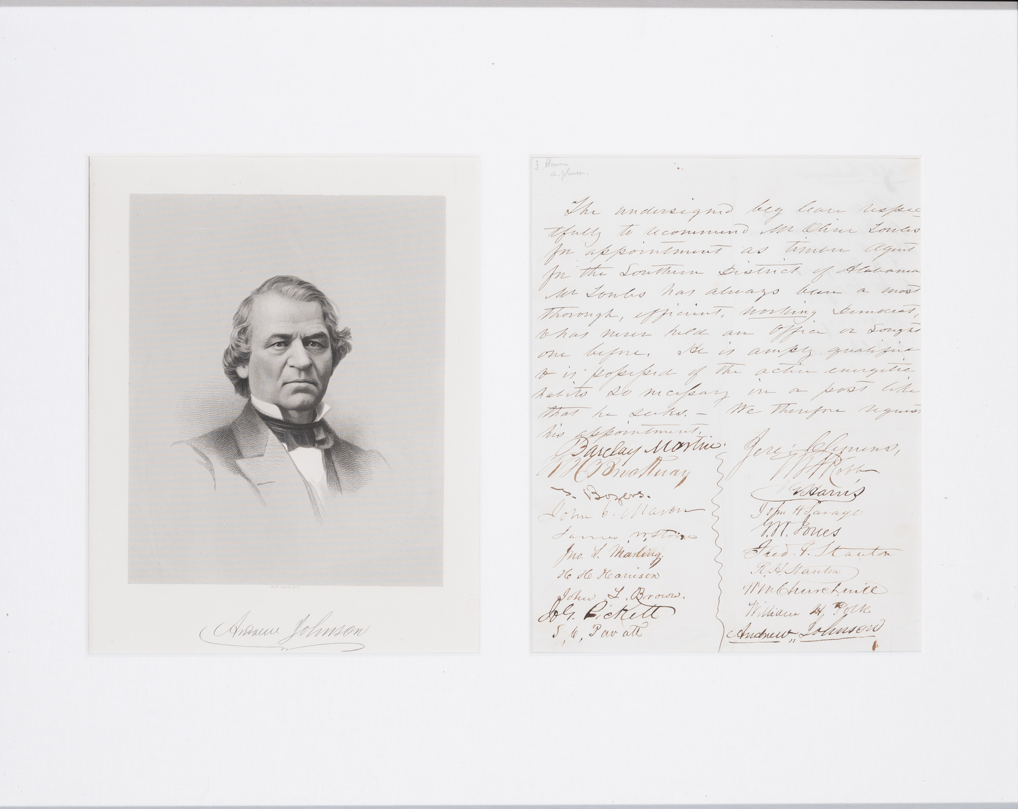 Lot image - JOHNSON, ANDREW  Signature on document.