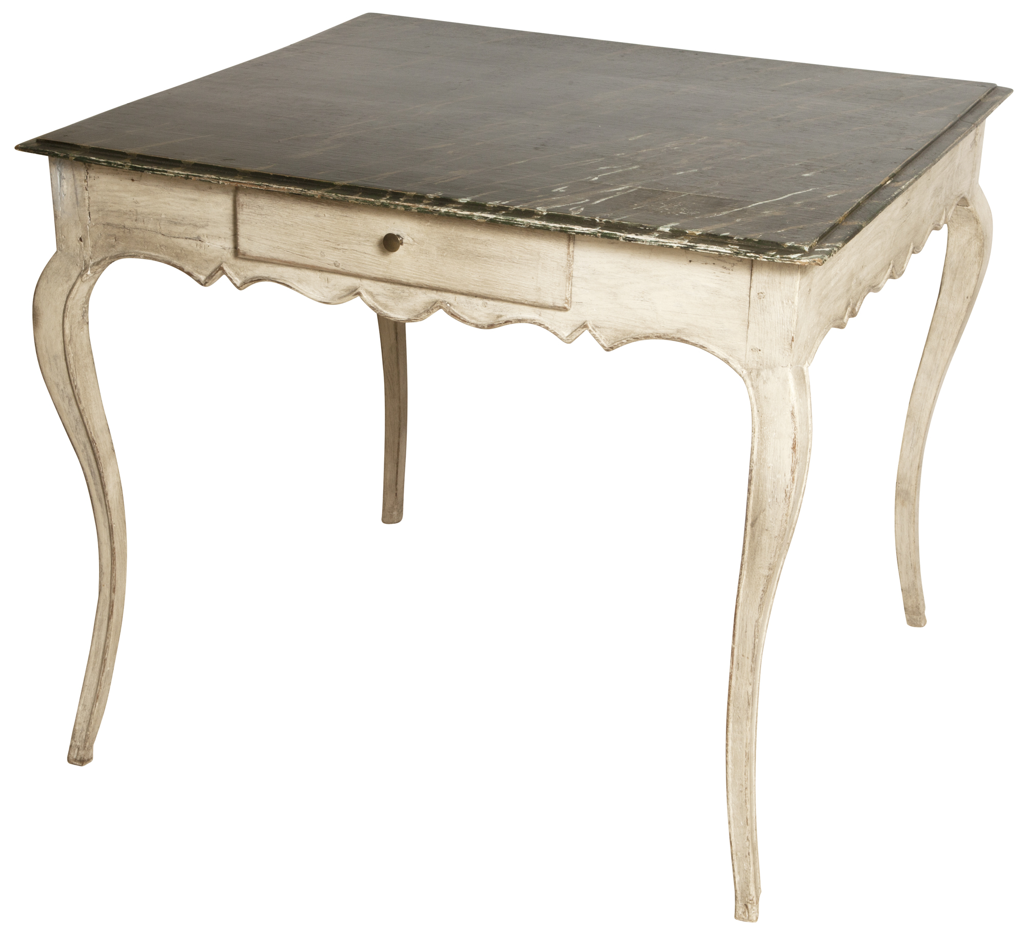 Lot image - Louis XV White-Painted Table with Faux-Marble Top