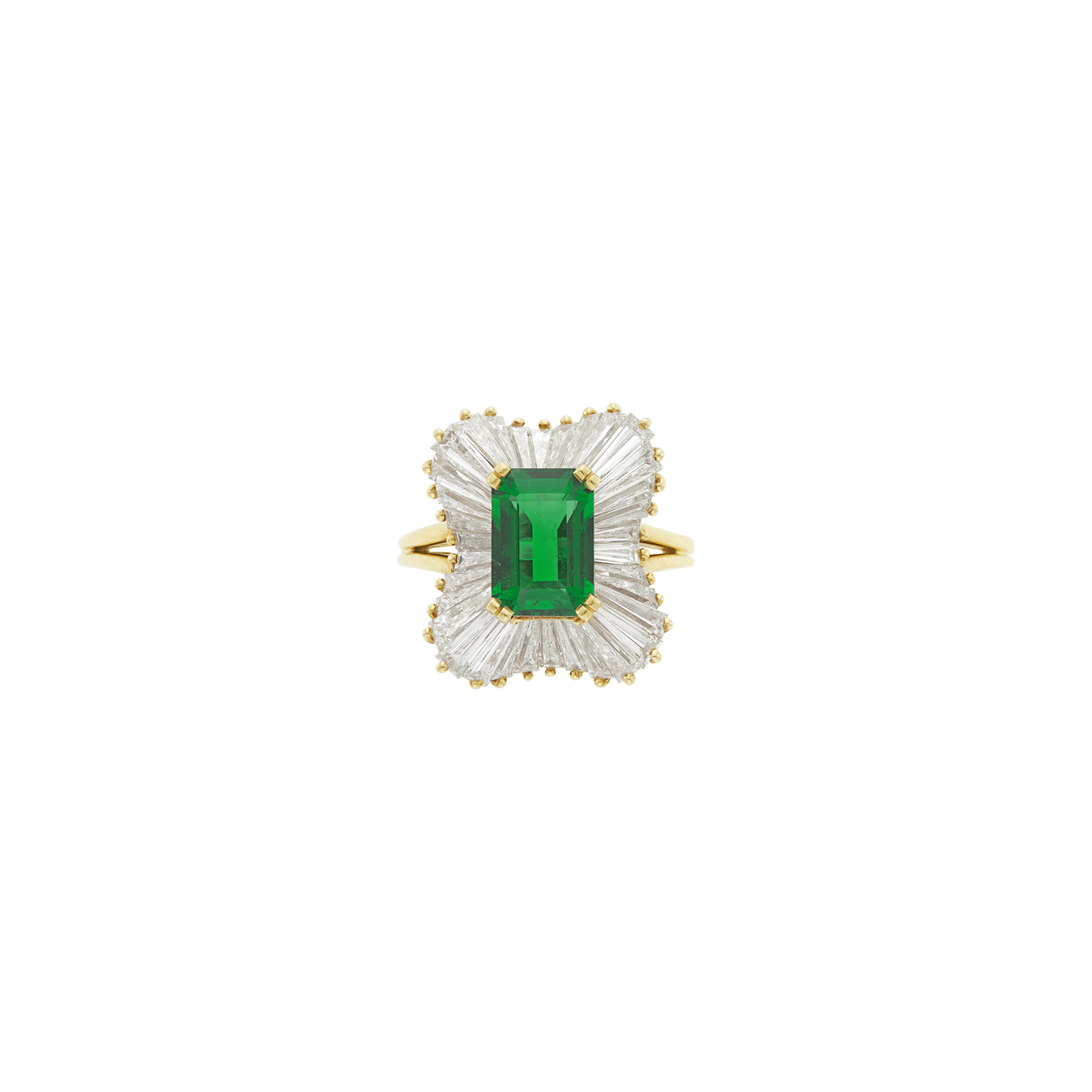 Lot image - Gold, Emerald and Diamond Ballerina Ring