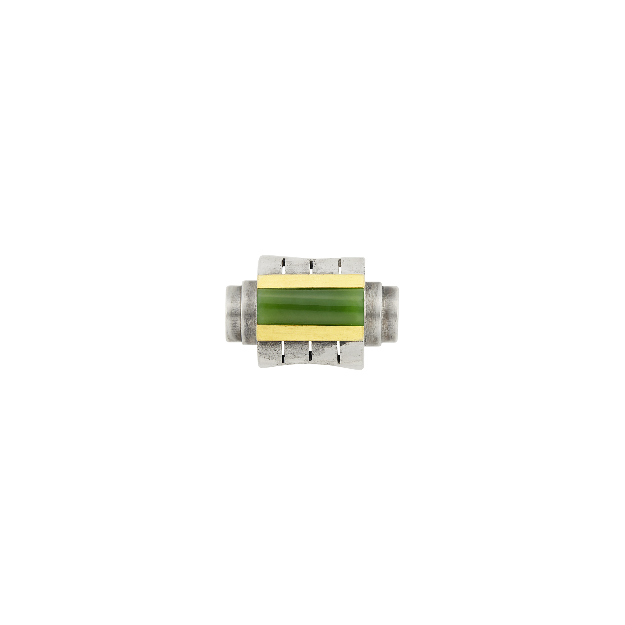 Lot image - Jean Després Silver, Gold and Jade Ring, France
