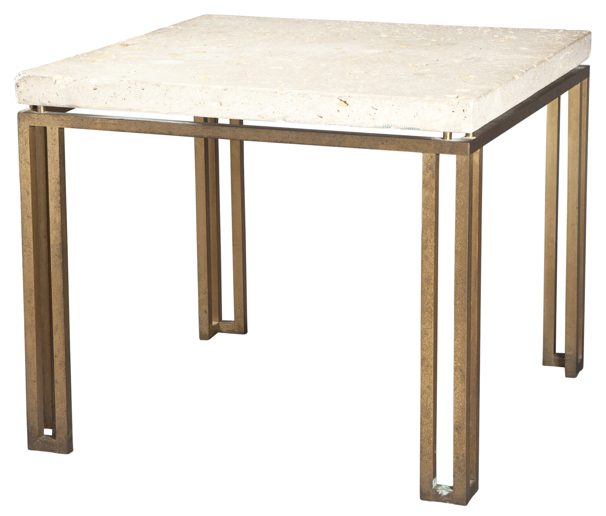 Lot image - Bronze and Fossiliferous Limestone Table