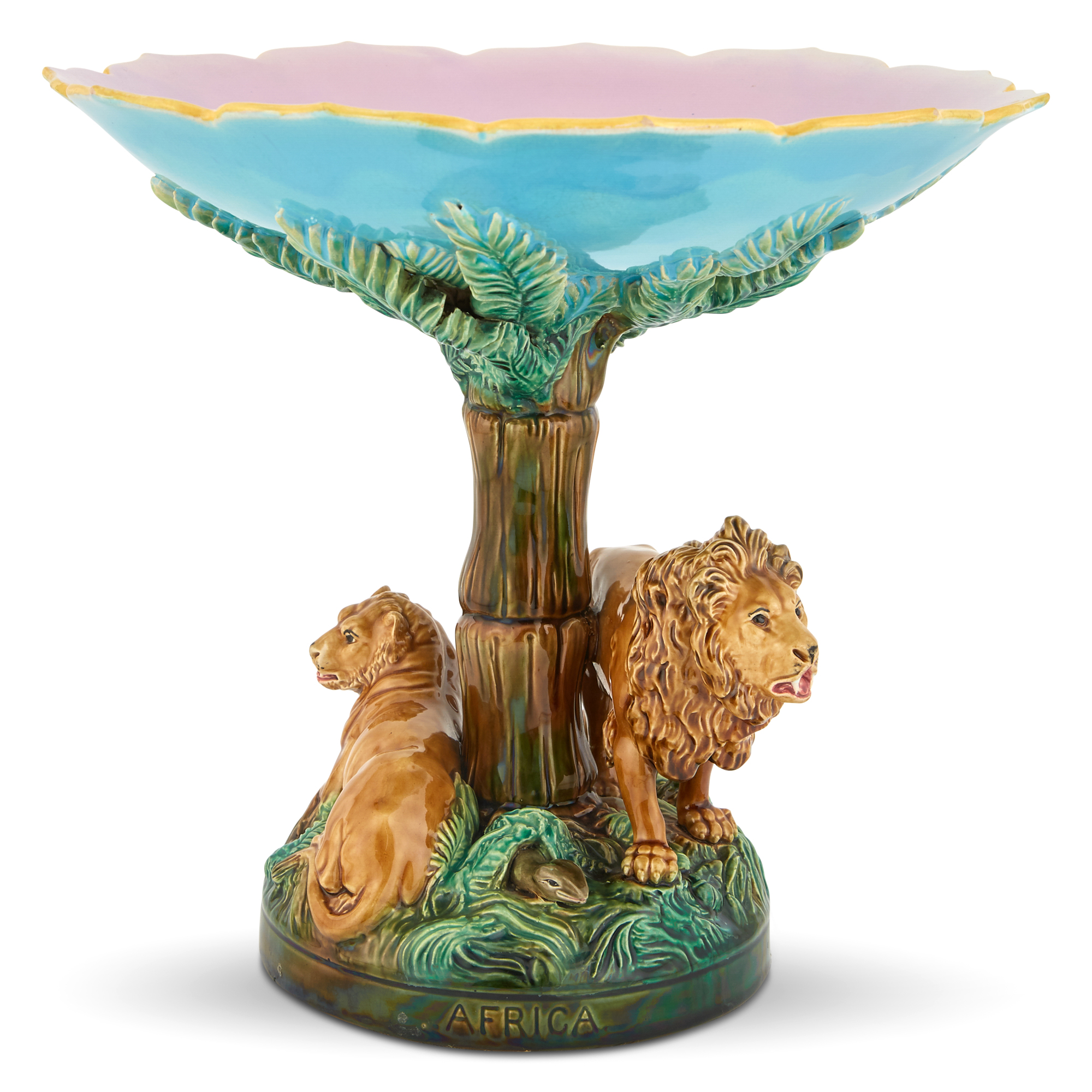 Lot image - George Jones Majolica Turquoise-Ground Africa