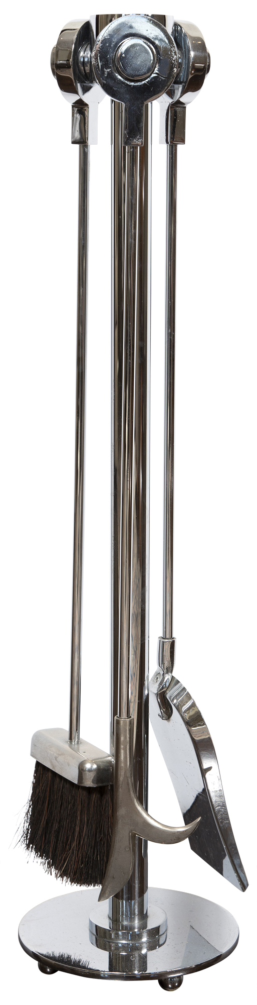 Lot image - Modern Chrome Fire Tools on Stand