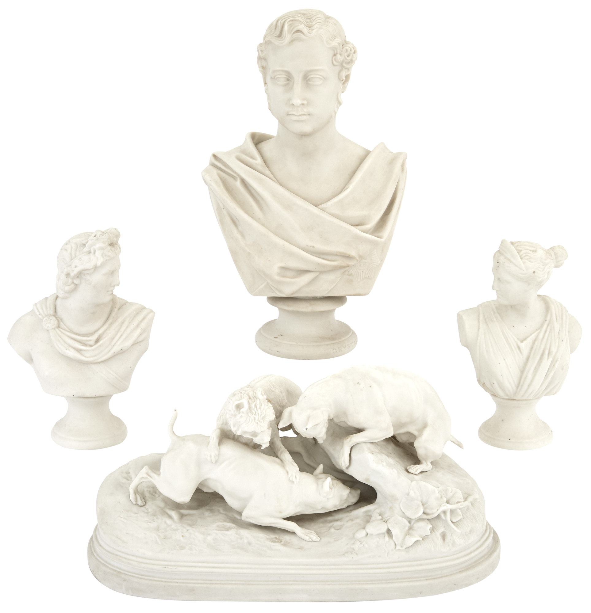 Lot image - Copeland Parian Figured Group of La Chasse au Lapin, After P.J. Mene