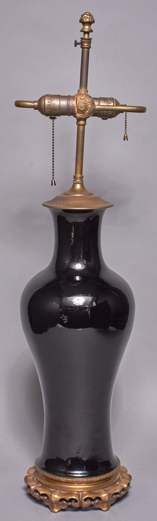 Lot image - A Chinese Black Glazed Porcelain Vase