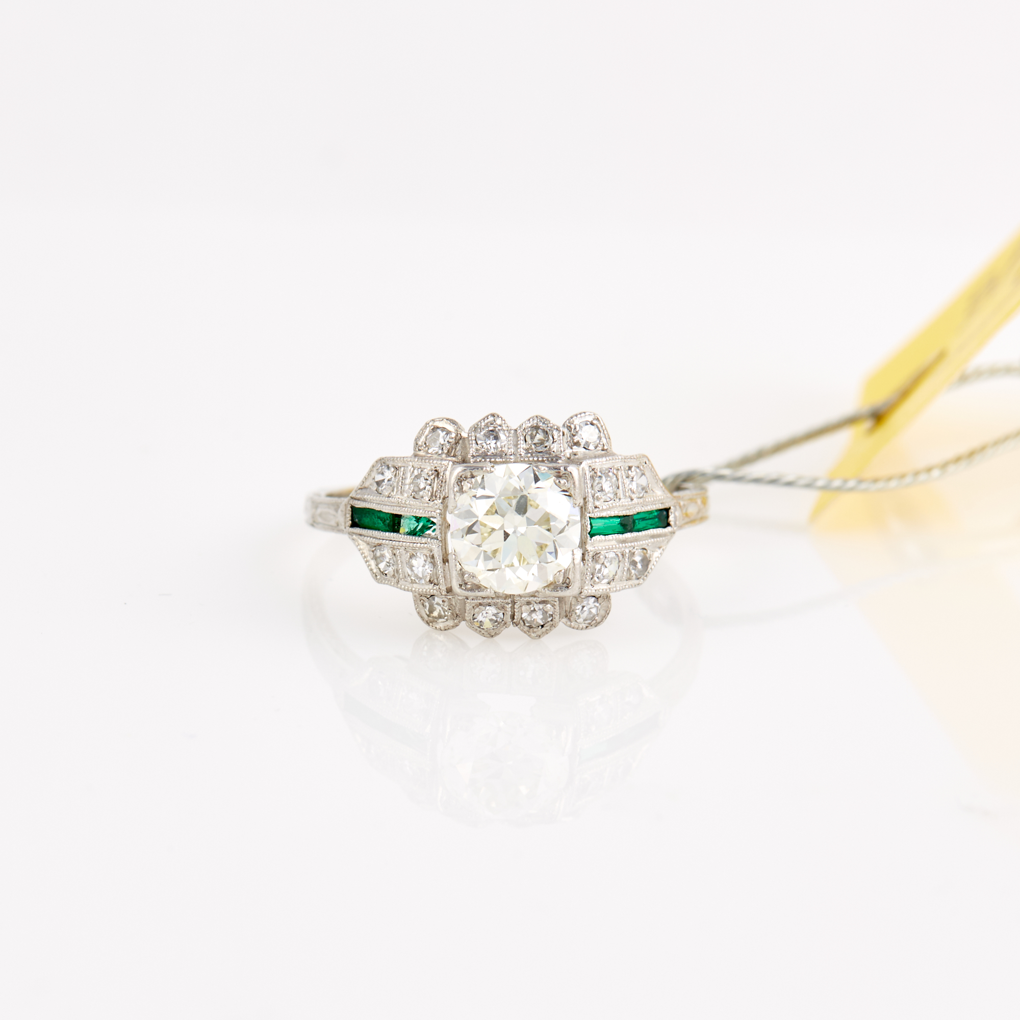 Lot image - Diamond and Stone Ring, center stone about 1.20 cts., Platinum 3 dwt. all, stone damaged