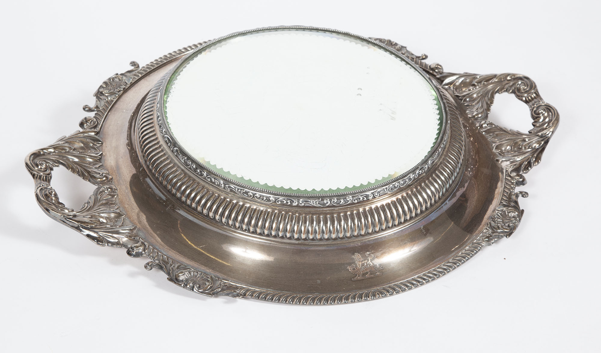 Lot image - Sheffield Silver Plate Circular Mirror Plateau