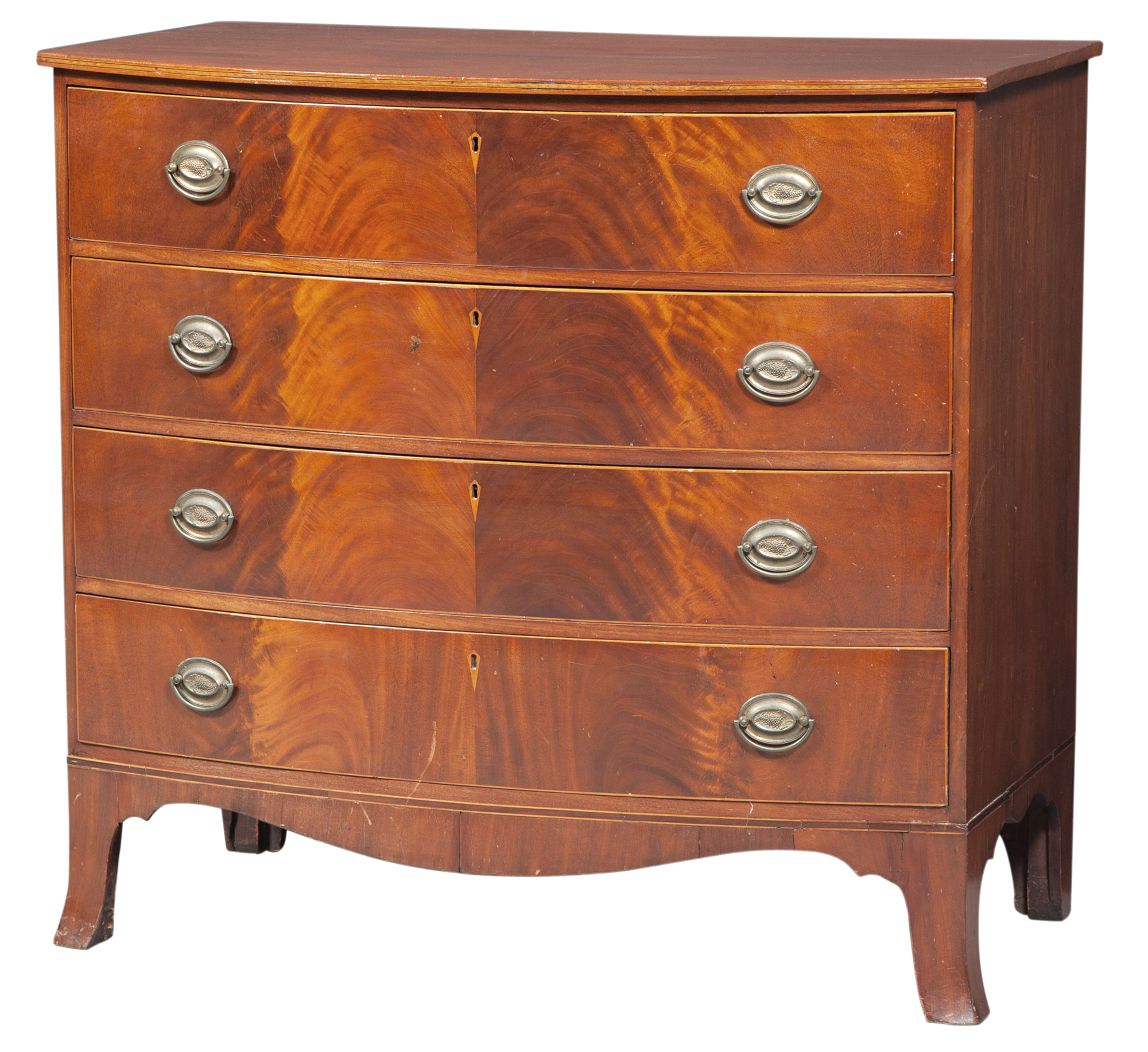 Lot image - Federal Inlaid Mahogany Bow Front Chest of Drawers