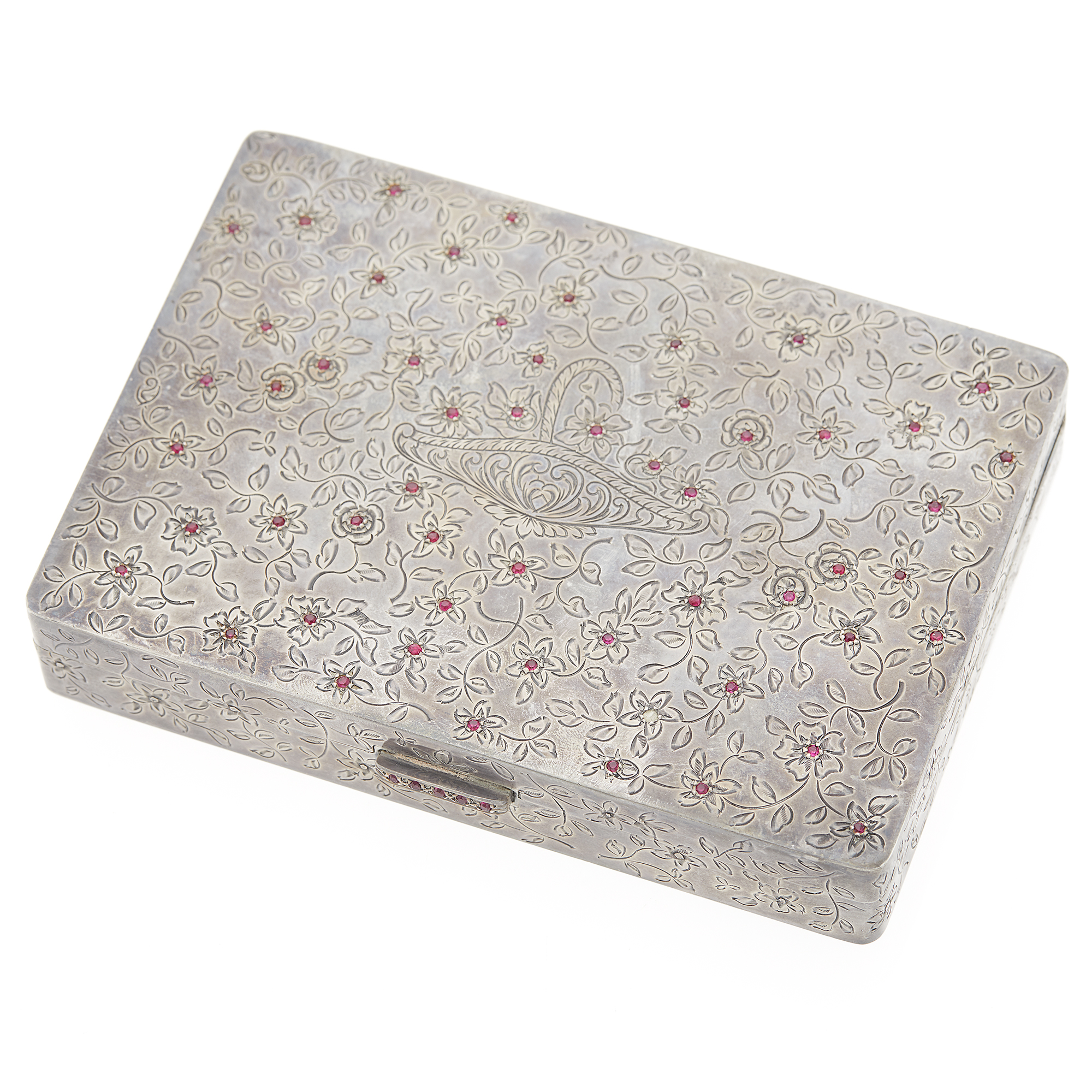 Lot image - Sterling Silver and Ruby Compact