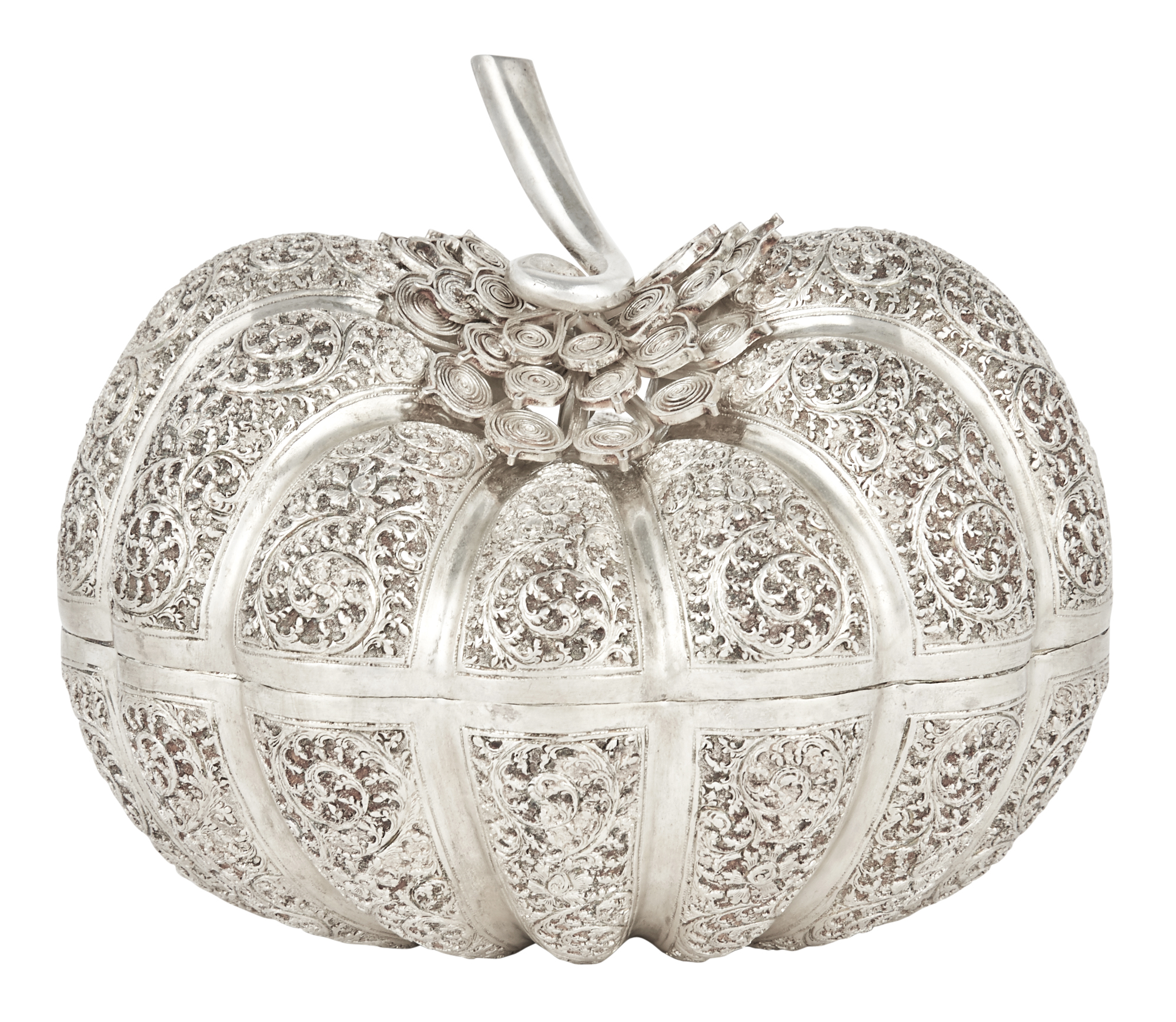 Lot image - A Burmese Silver Betel Nut Box