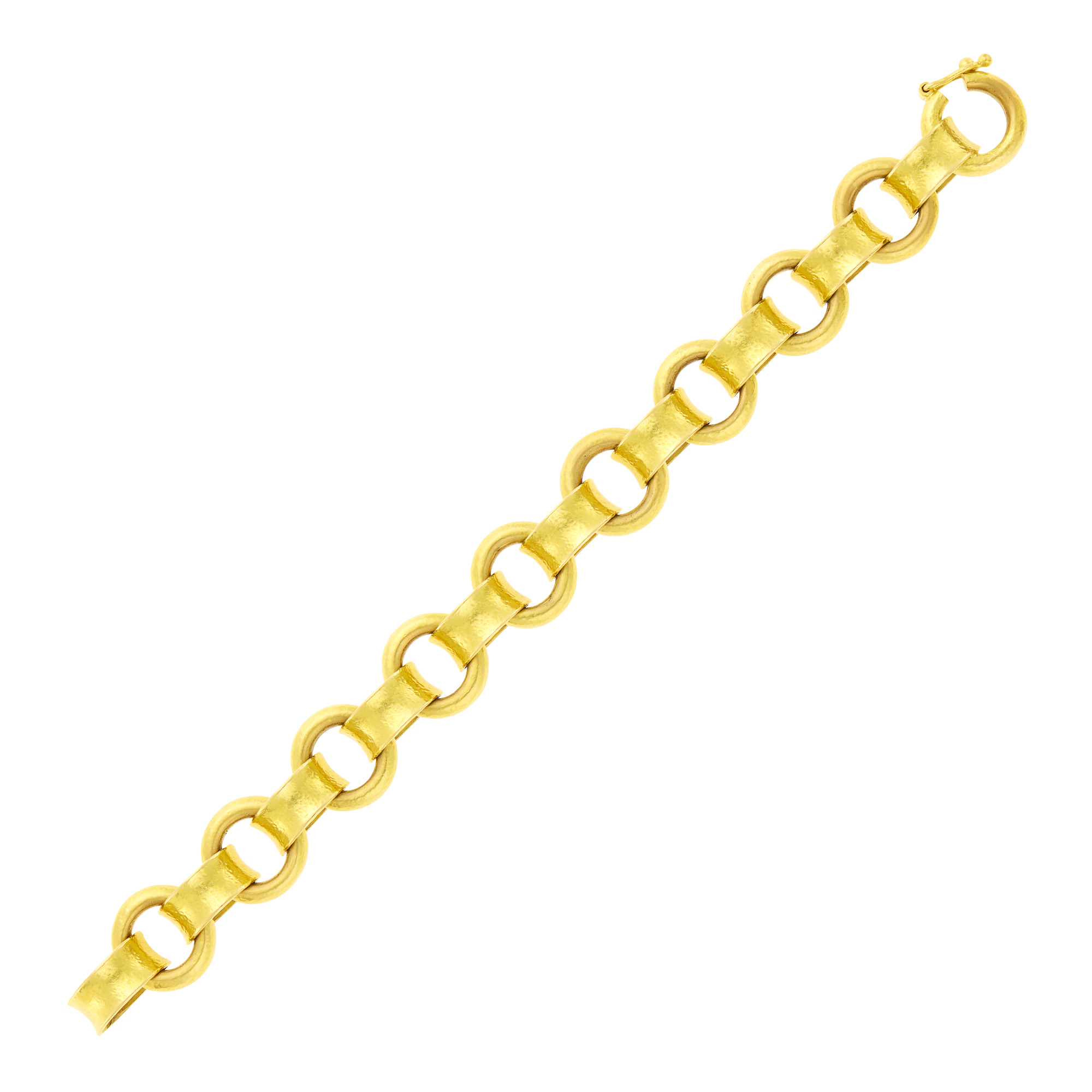 Lot image - Elizabeth Locke Hammered Gold Link Bracelet