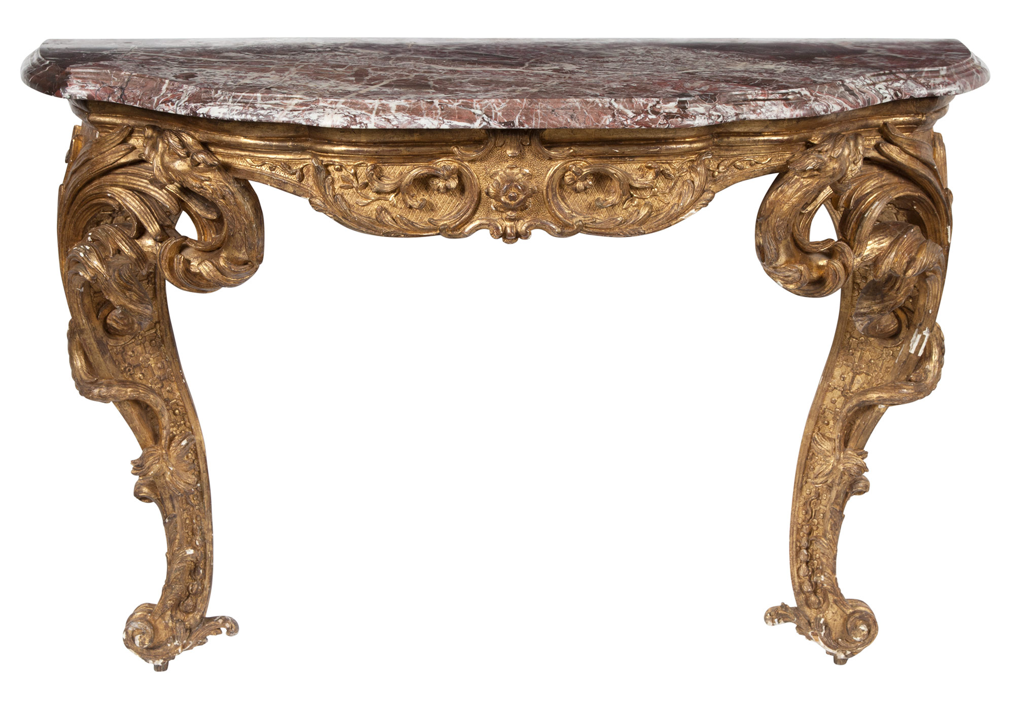 Lot image - Continental Rococo Giltwood Console Table