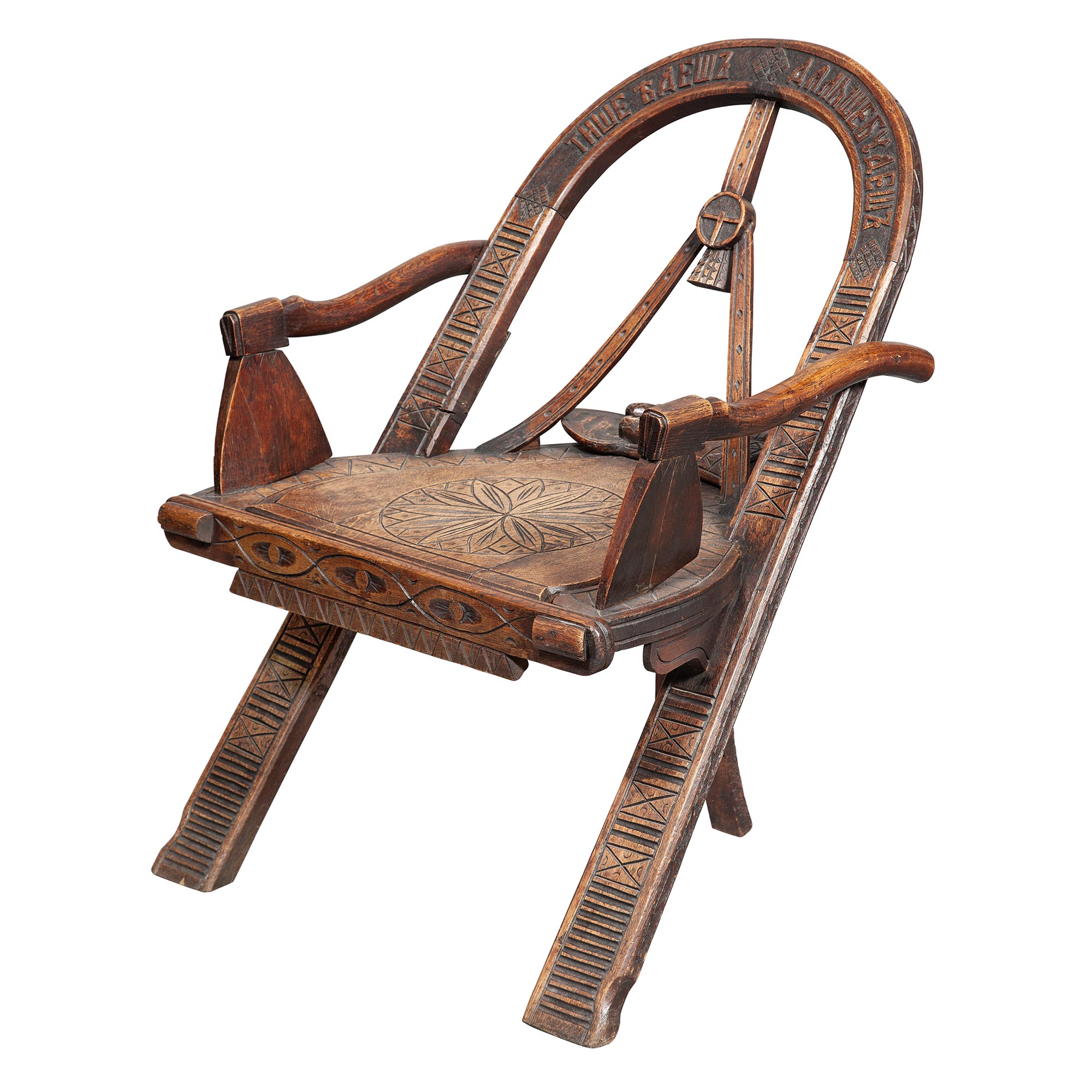 Lot image - Russian Carved Wood Trompe LOeil Chair