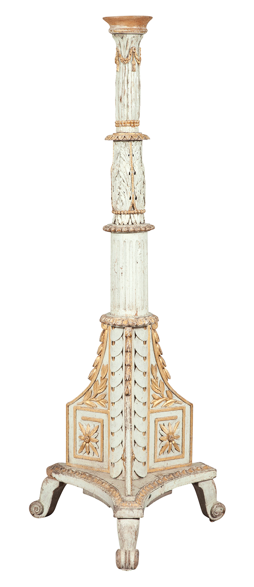 Lot image - Swedish Neoclassical Painted and Parcel-Gilt Decorated Lantern Stand