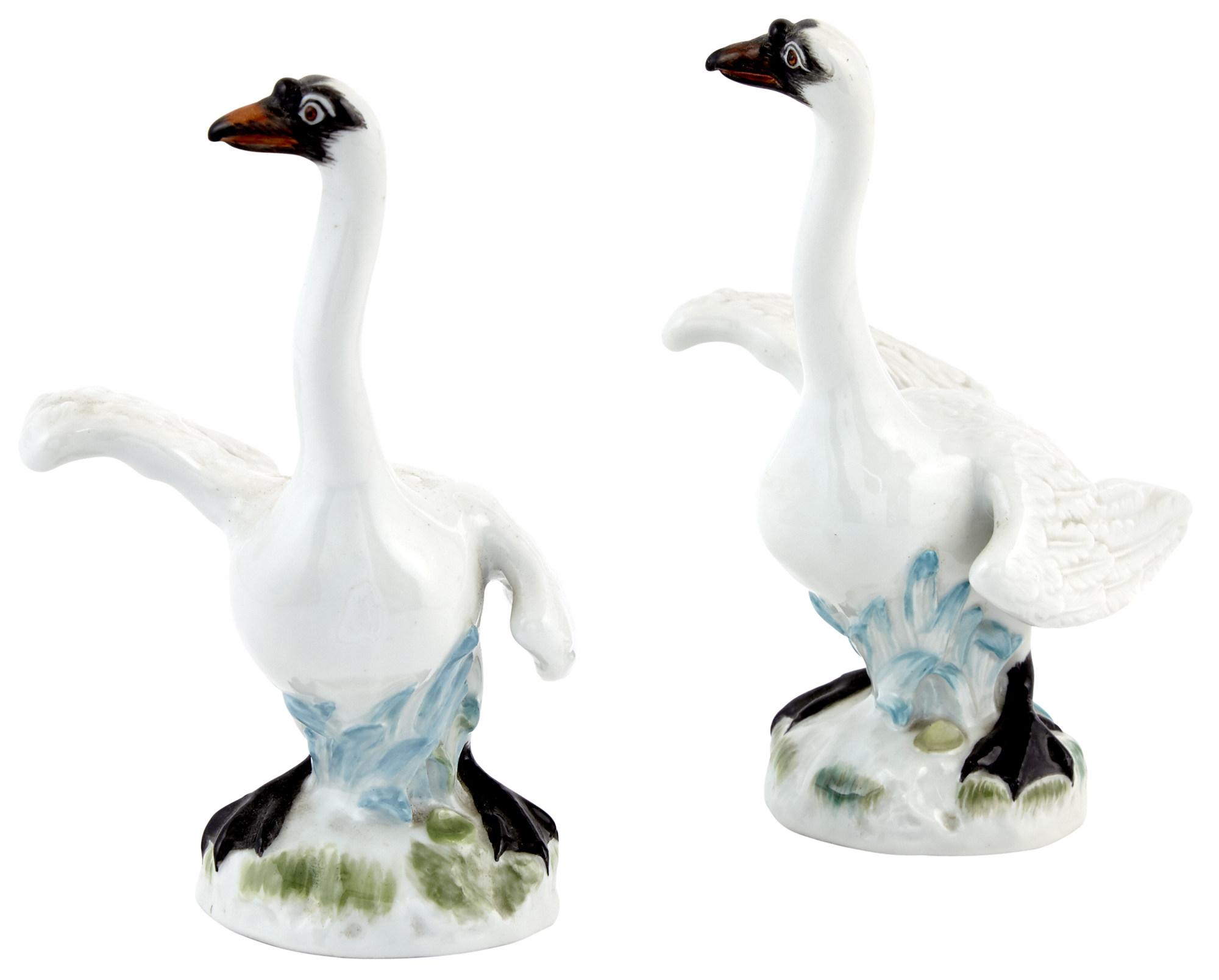 Lot image - Pair of Meissen Porcelain Figures of Swans