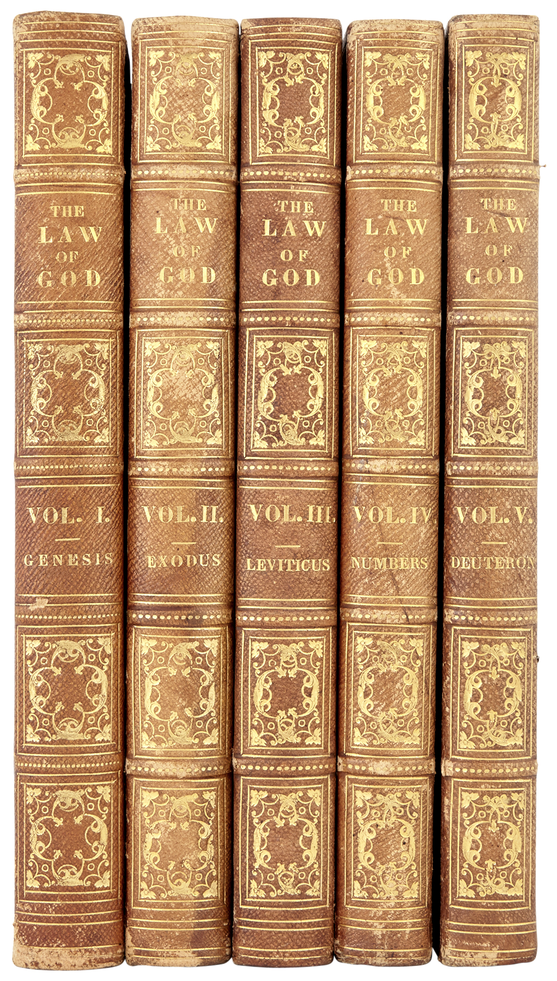 Lot image - [PENTATEUCH]  LEESER, ISAAC (trans). The Law of God [titled in Hebrew and English].