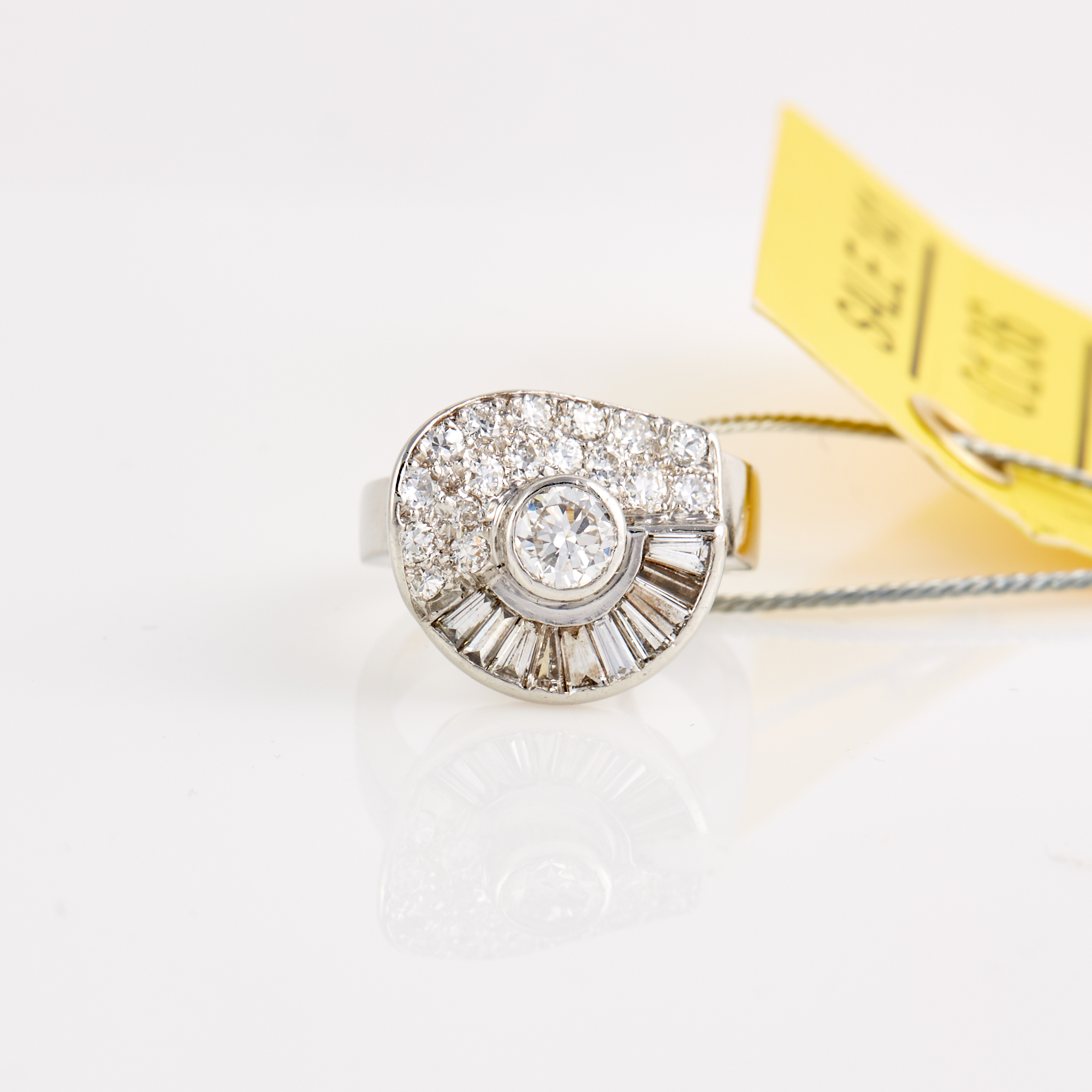 Lot image - Diamond Ring, 28 diamonds, center stone about 0.40 ct., 27 stones about 0.75 ct., Platinum 5 dwt.