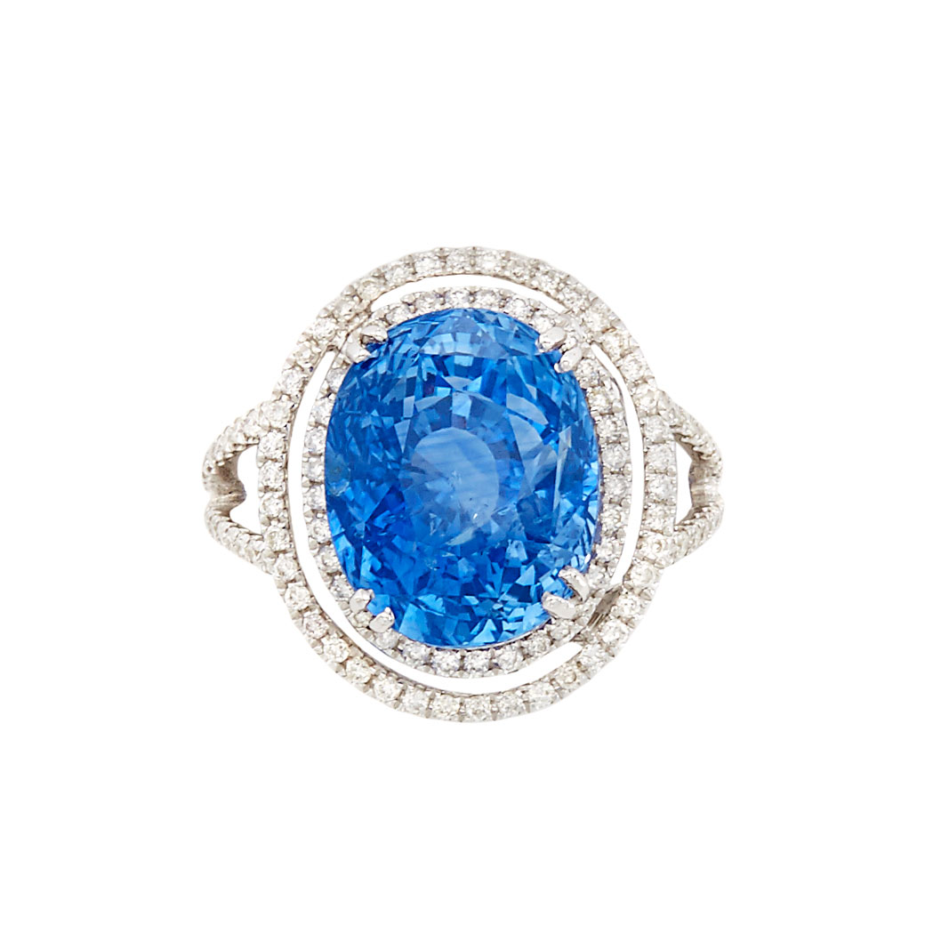 Lot image - White Gold, Sapphire and Diamond Ring