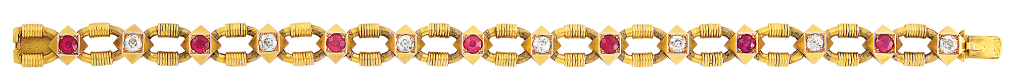 Lot image - Fabergé Jeweled Gold Bracelet
