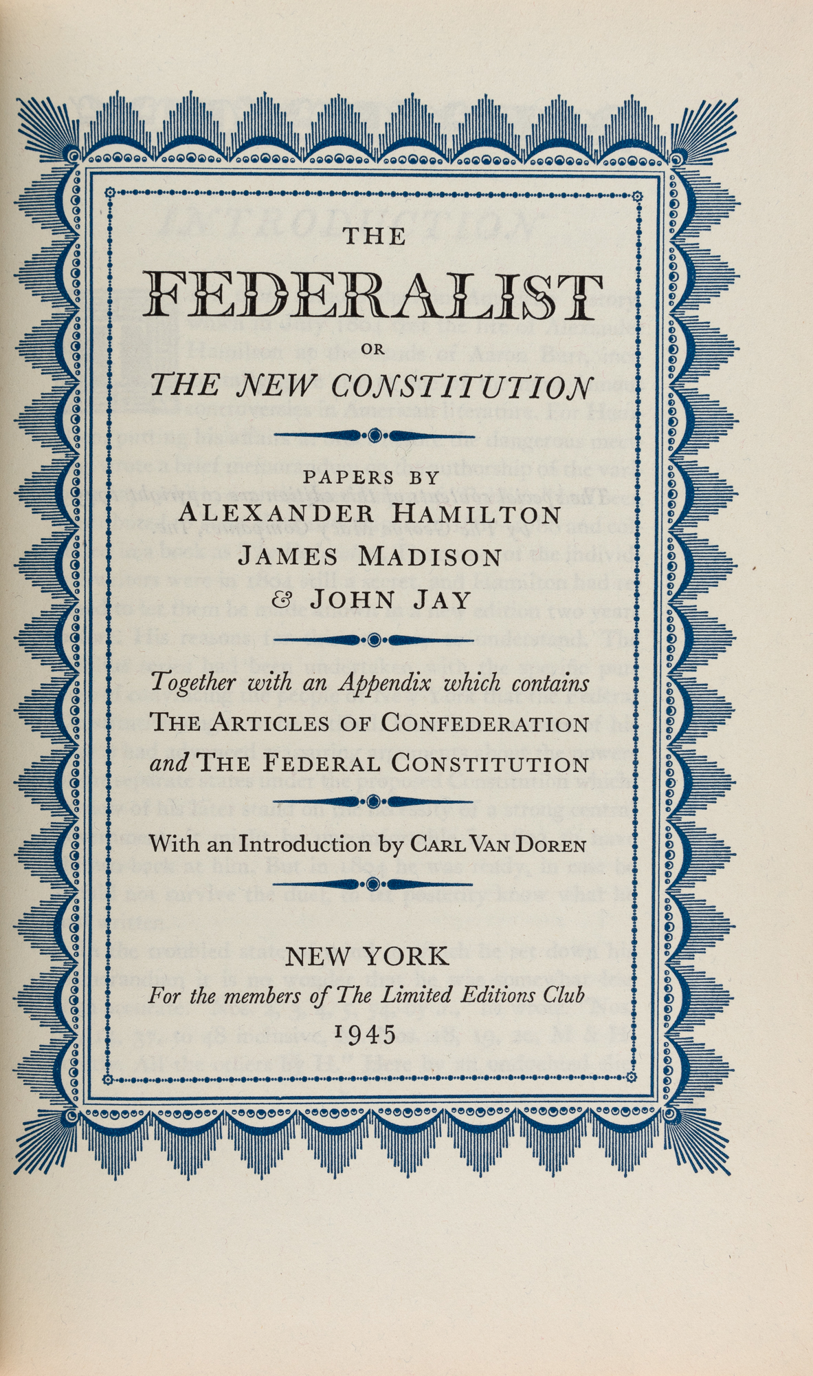 Lot image - [FEDERALIST]  The Federalist or, the New Constitution.