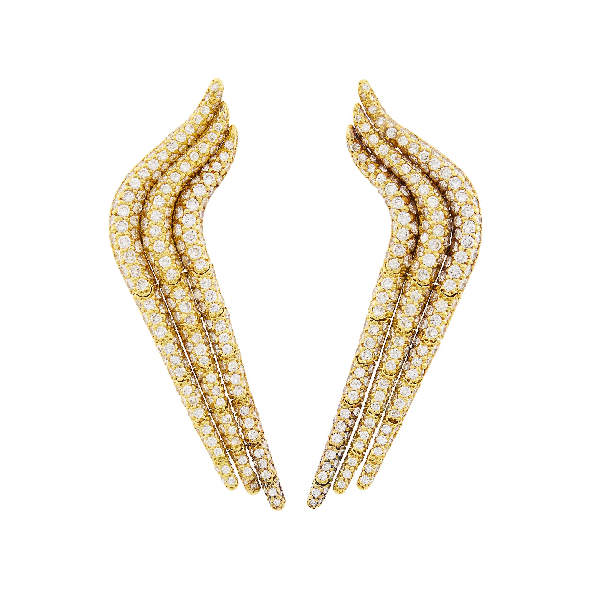 Lot image - Jose Hess Pair of Gold and Diamond Earrings