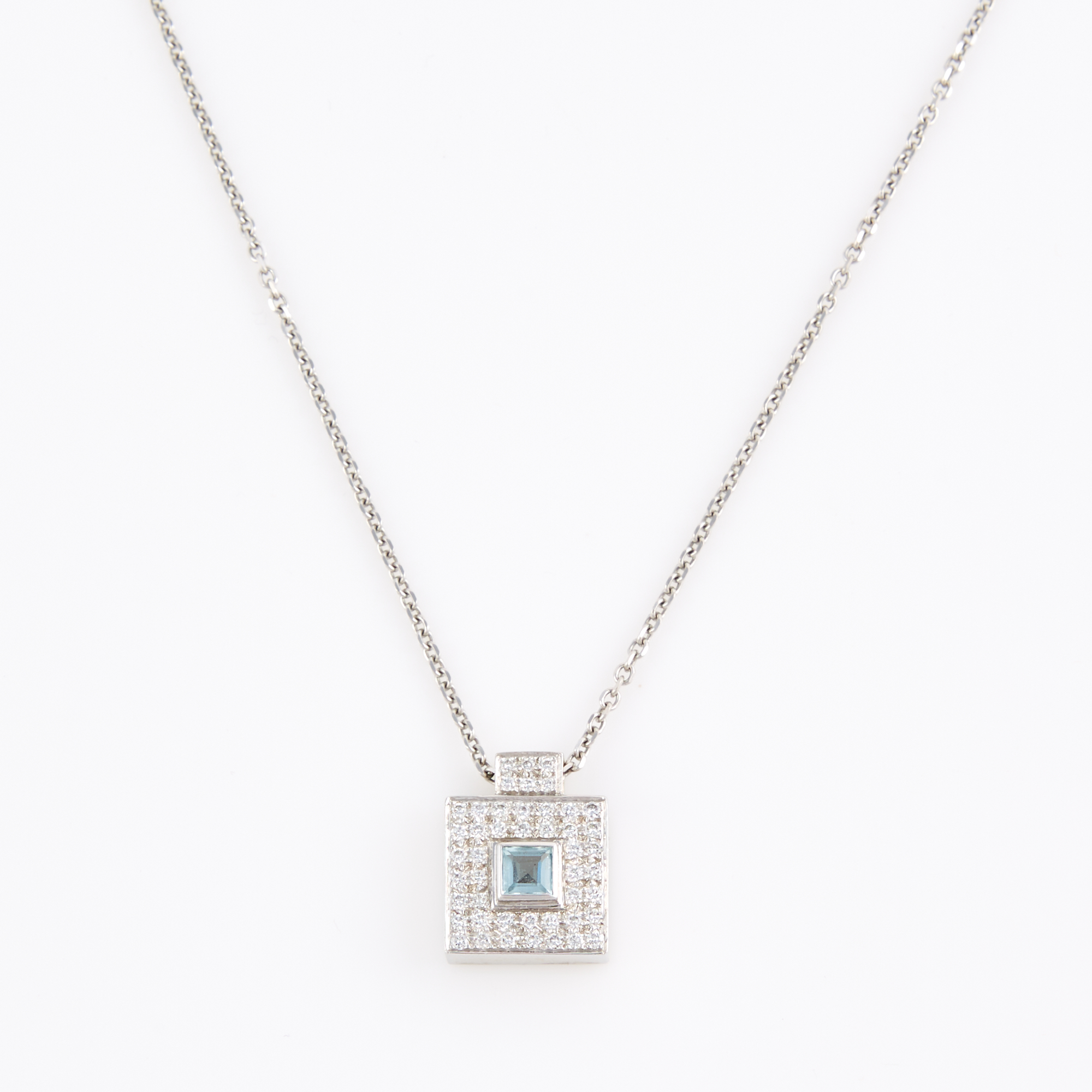 Lot image - Diamond and Stone Necklace, 46 diamonds about 0.65 ct., 14K 10 dwt. all