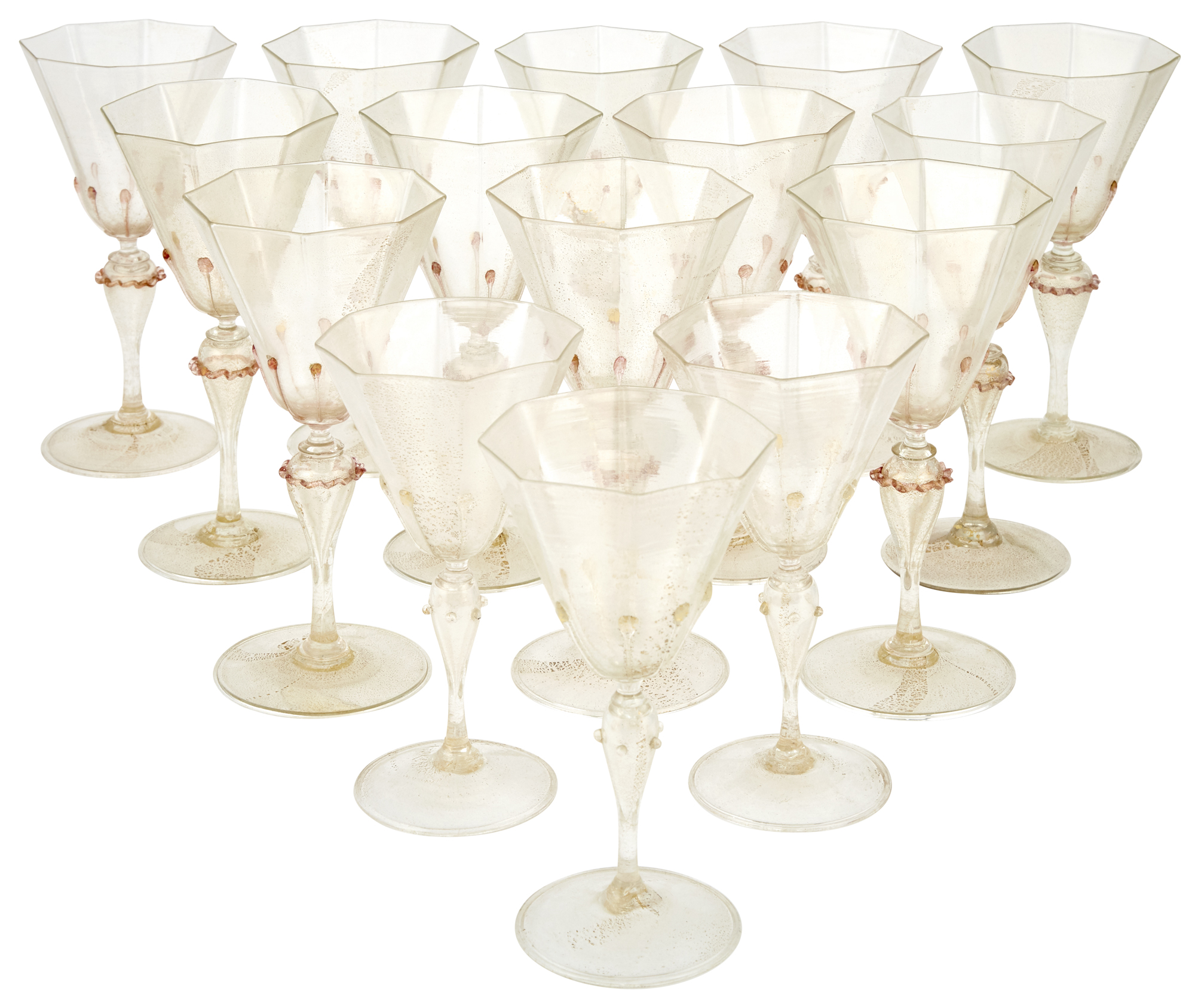 Lot image - Set of Twelve Venetian Glass Water Goblets