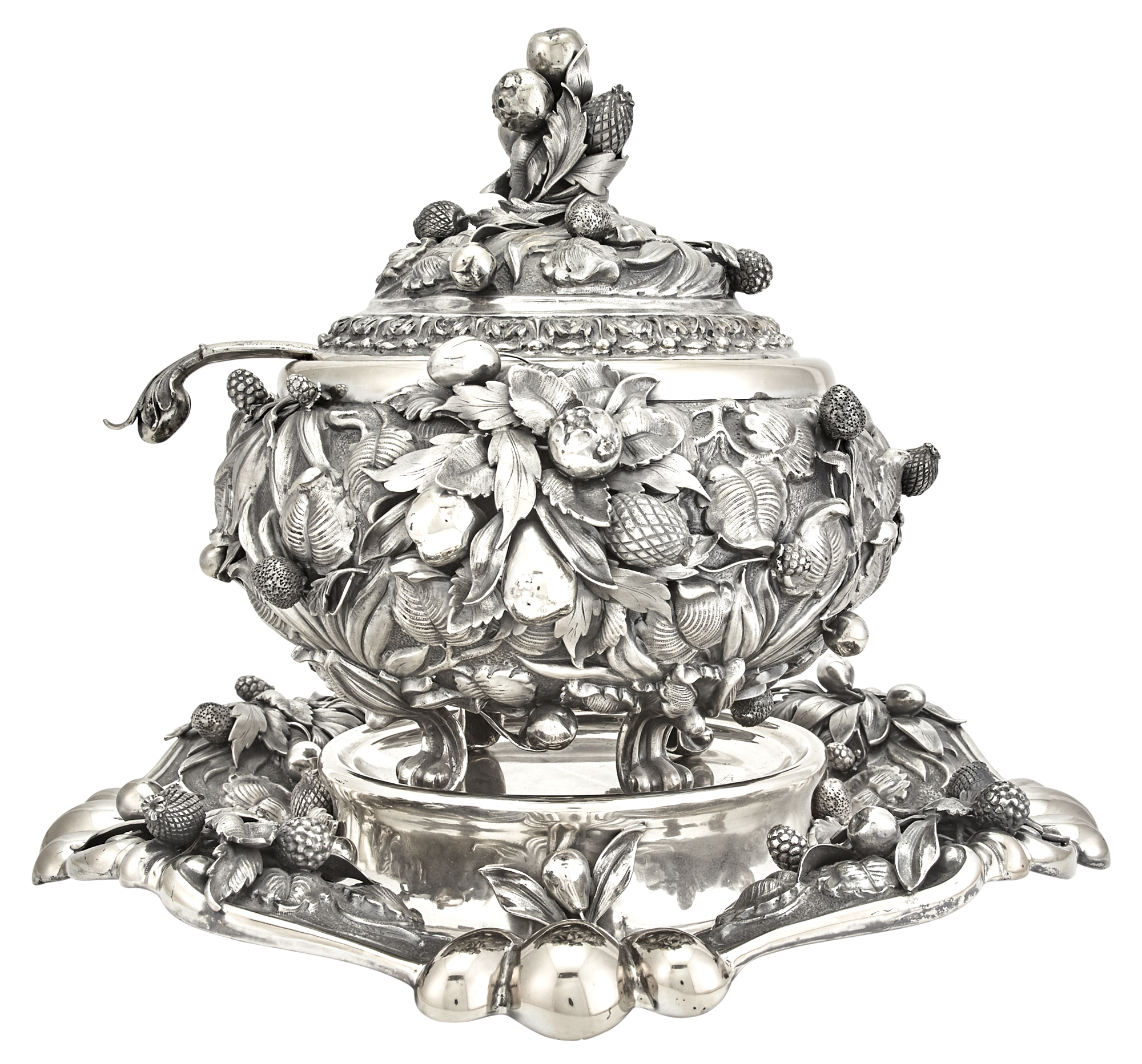 Lot image - Italian Silver Covered Soup Tureen on Stand with Ladle